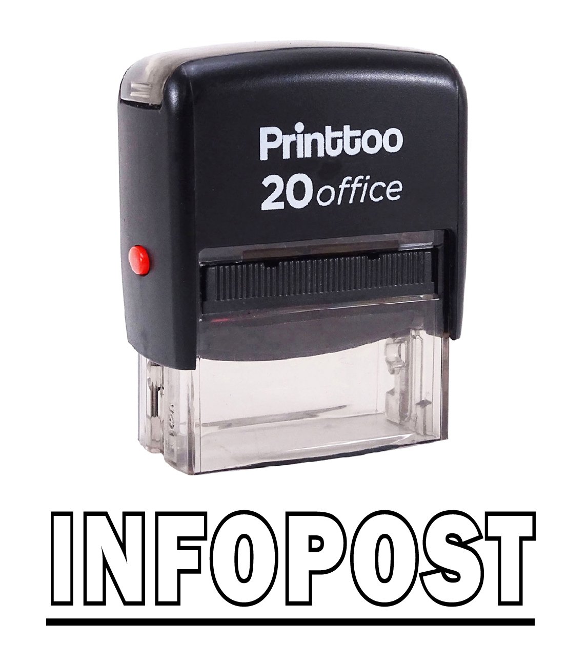 Custom Self-Inking Rubber Stamp for Office & Business - Printtoo INFOPOST - Perfect for Documents, Envelopes, Certificates & Paperwork (Black)