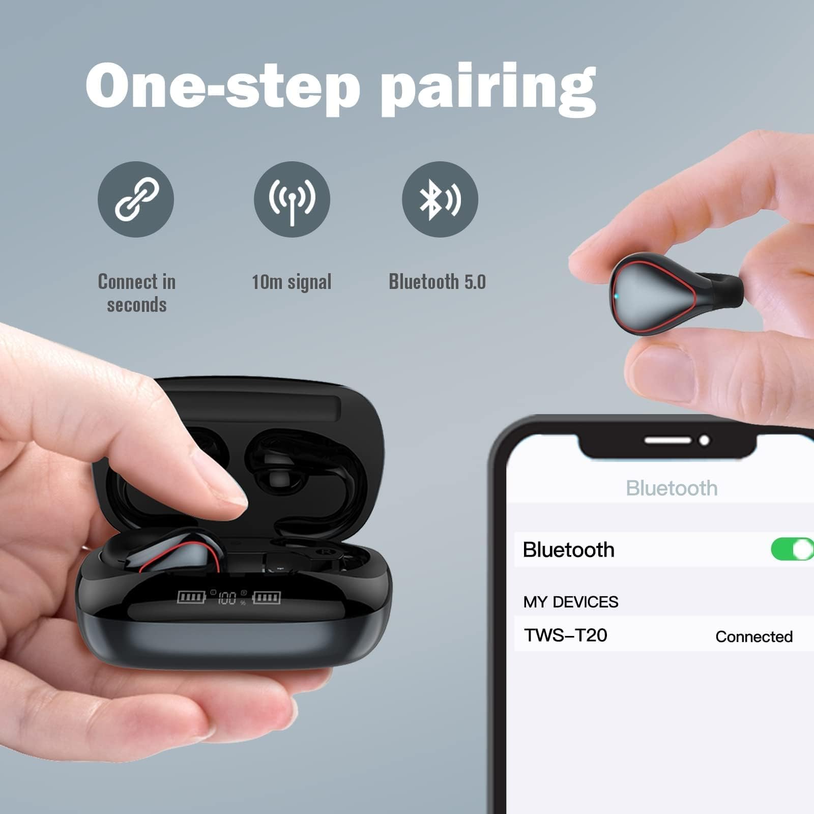 Wireless Bluetooth Clip-On Open Ear Headphones - Bone Conduction Headset with True Wireless Earbuds for iPhone & Android - Perfect for Small Ear Canals & Active Lifestyles - Ideal for Running, Cycling, Gym Workouts & Outdoor Activities