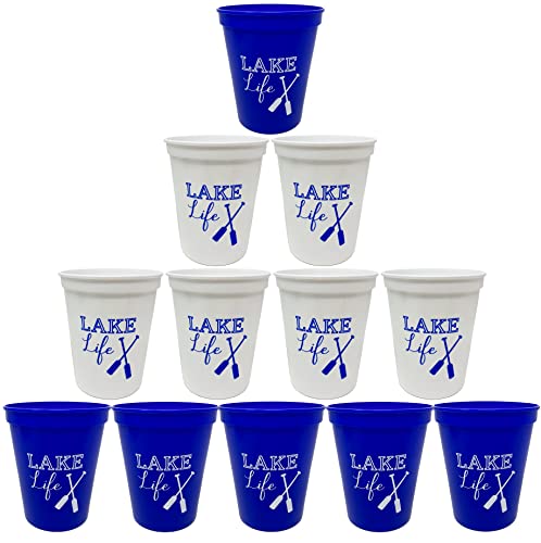 12 Lake Life Cups (Blue/White Combo)