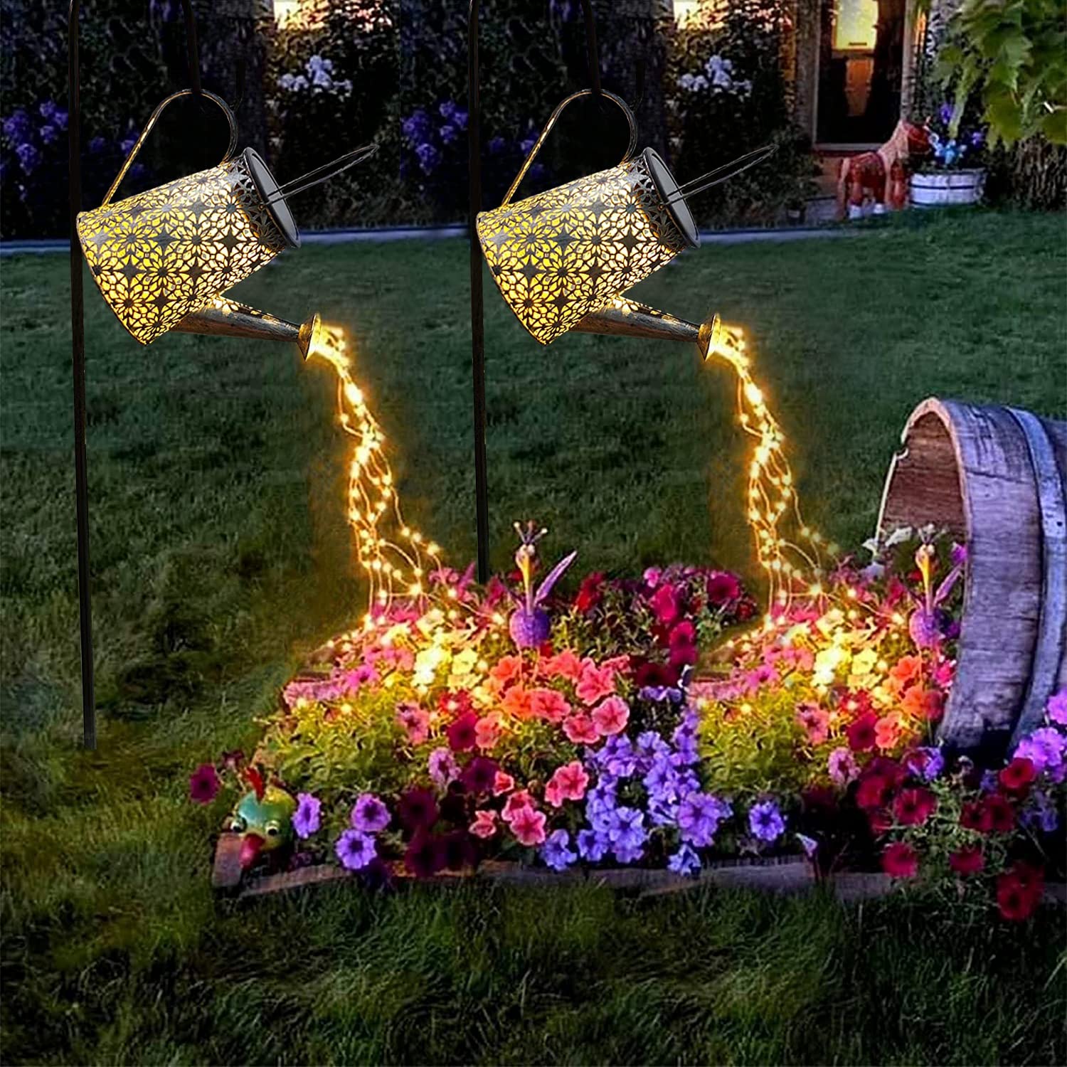 VOOKRY Solar Watering Can Lights - 2 Pack Large Outdoor Hanging Solar Lanterns, Waterproof Garden Decor for Patio, Yard, Porch, Lawn & Landscape - Perfect Gardening Gifts for Women, Mom & Grandma (Birthday, Mother's Day, Housewarming) - Creates Cozy Ambience for Evening Gatherings & Outdoor Relaxation