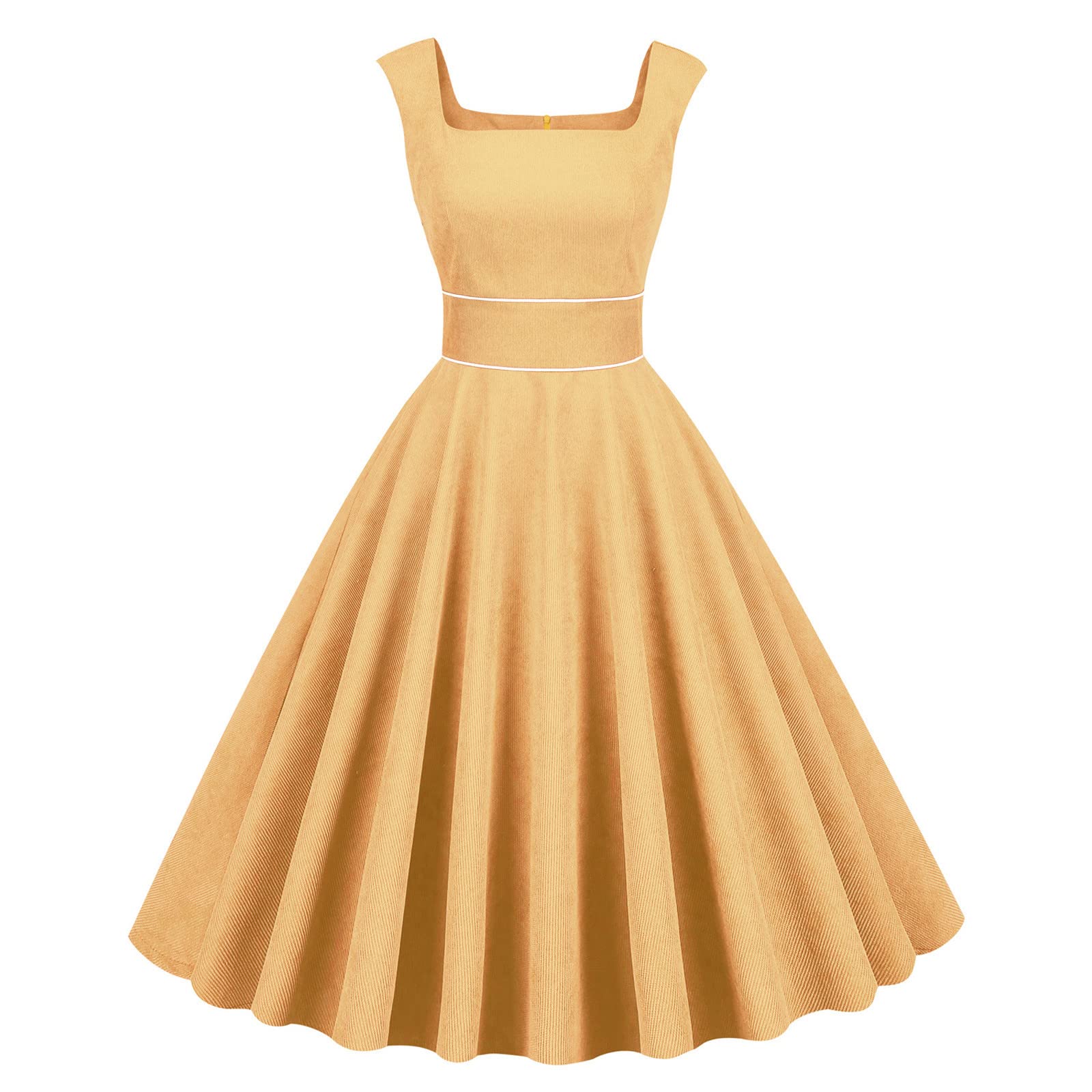 BOXIACEY Women's Casual Sexy Square Neck Sleeveless Midi Dress - Summer Swing Party & Wedding Guest Dress - Perfect for Cocktail Parties, Date Nights & Beach Vacations