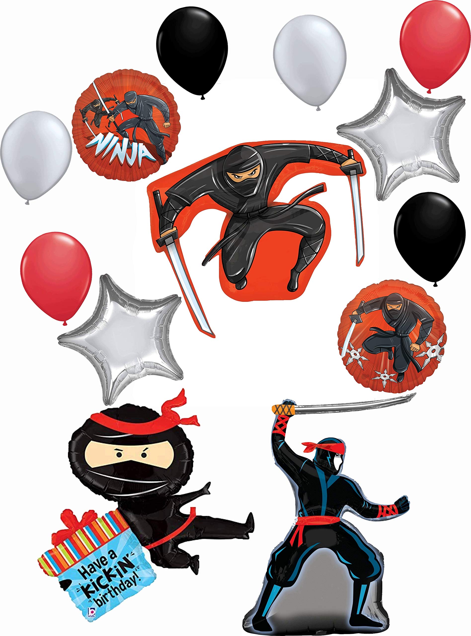 Ninja Party Supplies - 13-Piece Kickin' Birthday Balloon Bouquet Decorations Kit for Boys | Perfect for Birthday Parties, Themed Events & Home Decor