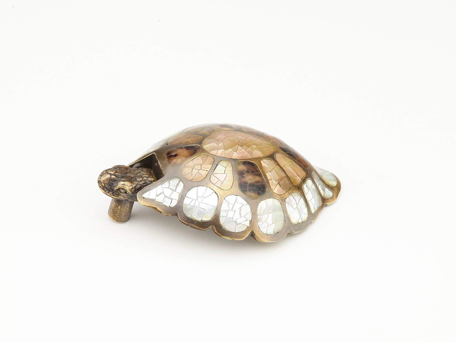 Schaub Nature Collection 2-3/8 Inch (60mm) Mother of Pearl & Penshell Inlaid Turtle Cabinet Pull - 864-MOP/ED - Elegant Drawer Handle for Kitchen, Bathroom & Furniture Upgrade