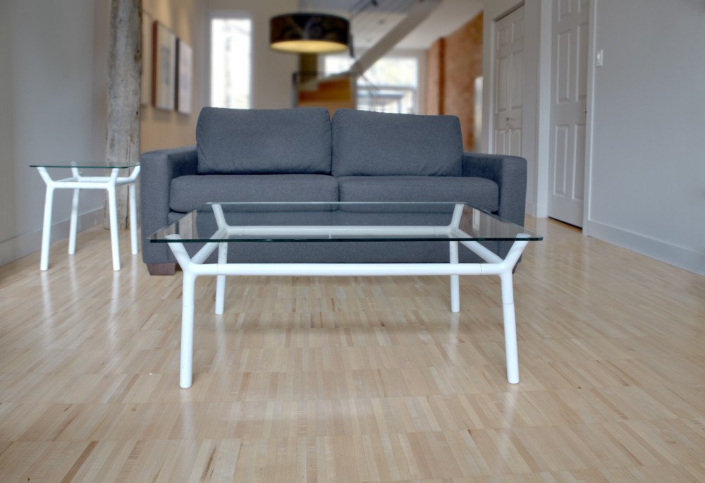 Umbra Konnect Modern Glass-Top Coffee Table in White - Perfect for Living Room, Lounge & Office Decor