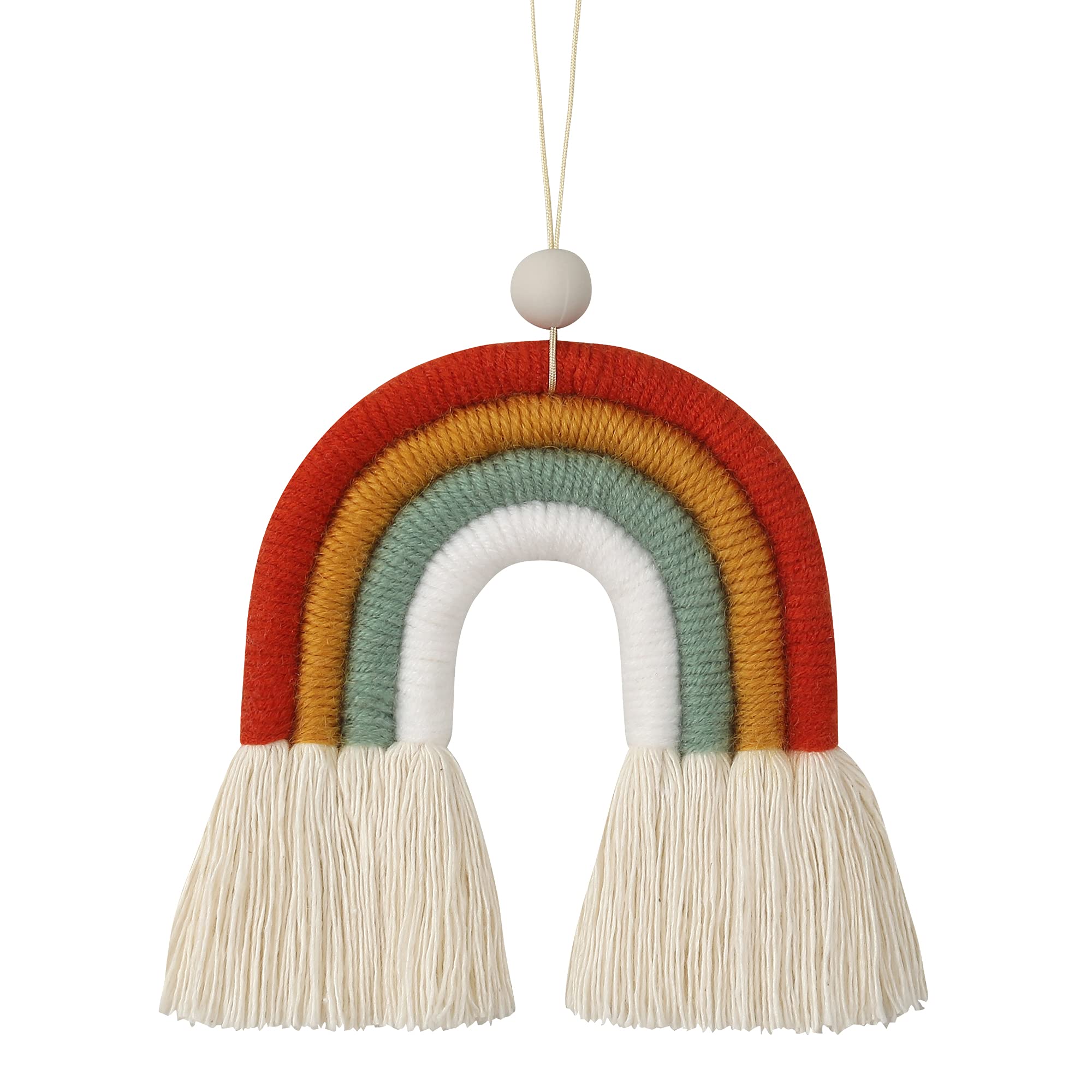 Bohemian Rainbow Charm Macrame Essential Oil Diffuser - Colorful Hanging Car Air Freshener & Home Decor for Nursery, Bedroom, Office (3.5x4 Inches, Sunset) | Aromatherapy Gift for Yoga, Meditation & Relaxation Spaces