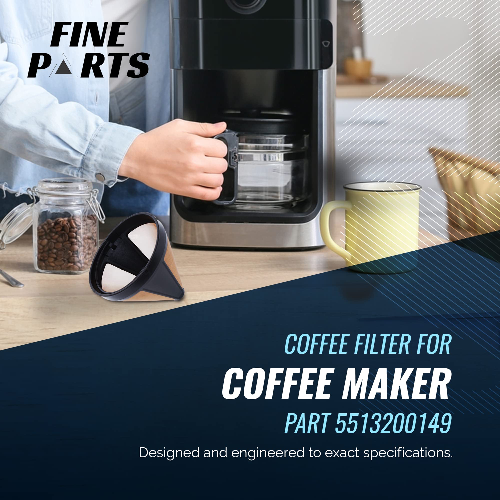 Delonghi 5513200149 Compatible Coffee Filter Replacement - FineParts Espresso Machine & Coffee Maker Accessories - Perfect for Home, Office & Cafe Use