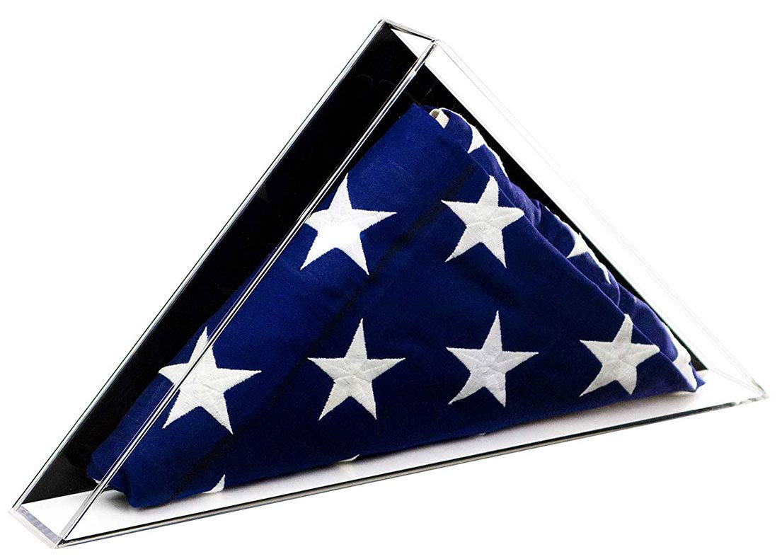 Premium Acrylic Display Case for 5' x 9.5' American Flag - Burial, Funeral & Veteran Memorial Flag Shadow Box with Black Backing & Wall Mount - Perfect for Home, Office or Military Tribute Displays