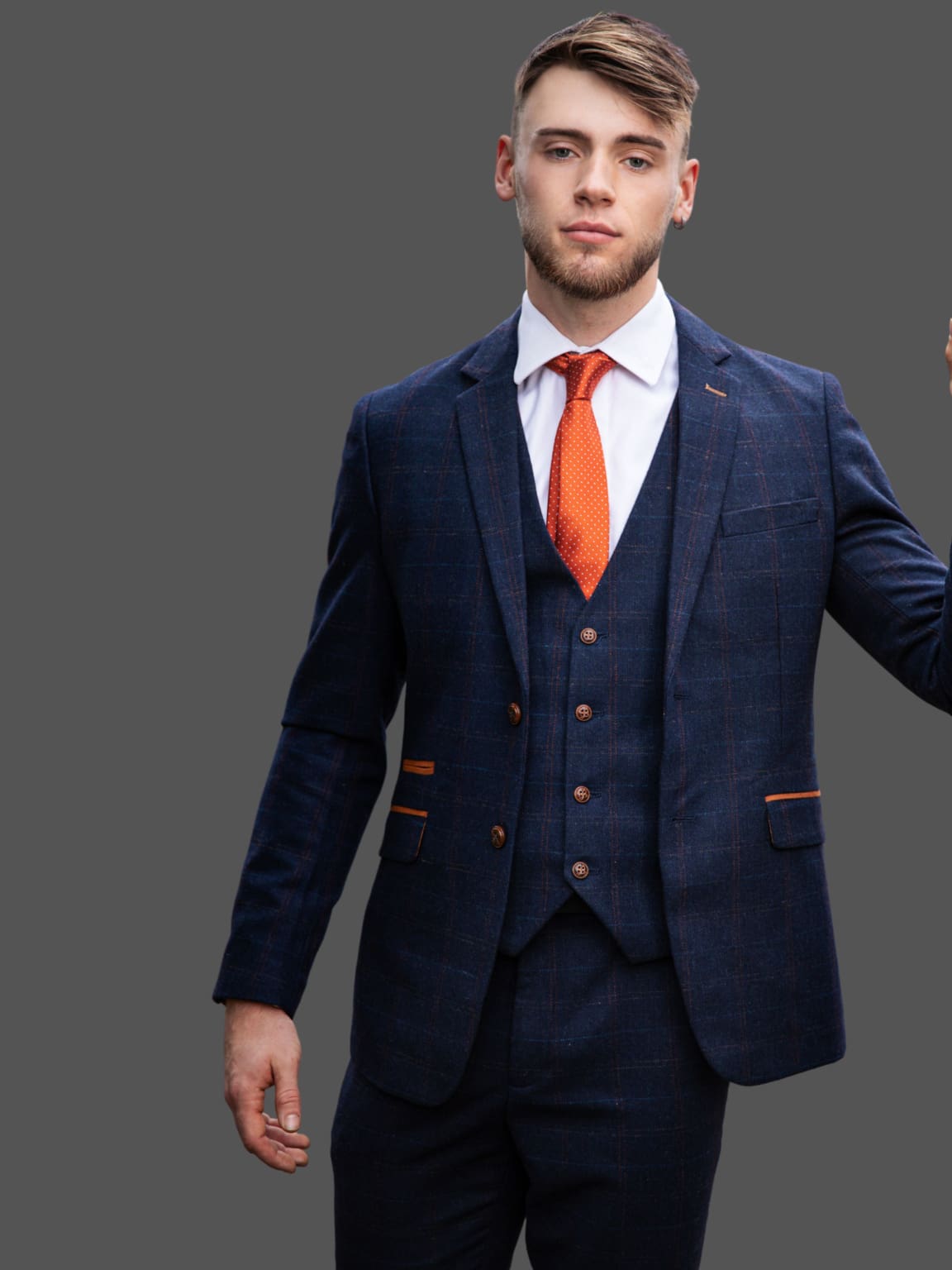 Barucci Bruno Men's Navy Slim Fit Tweed Blazer Jacket for Business, Weddings & Formal Events | Premium Wool Blend Sport Coat for Office & Special Occasions