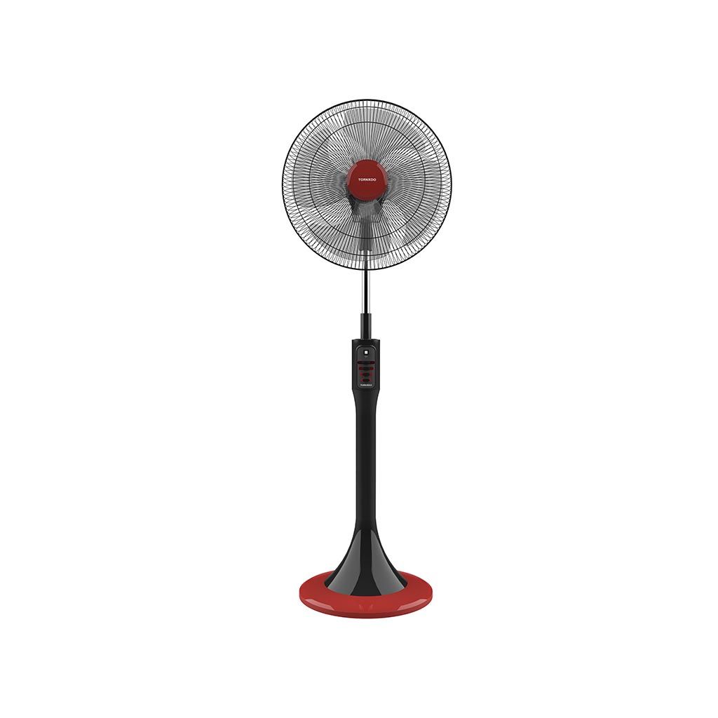 18 Inch TORNADO Stand Fan with 4 Blades - High Velocity Cooling Fan for Home, Office, or Outdoor Use - Black & Red (TSF-18MB) - Perfect for Living Rooms, Bedrooms, and Patios