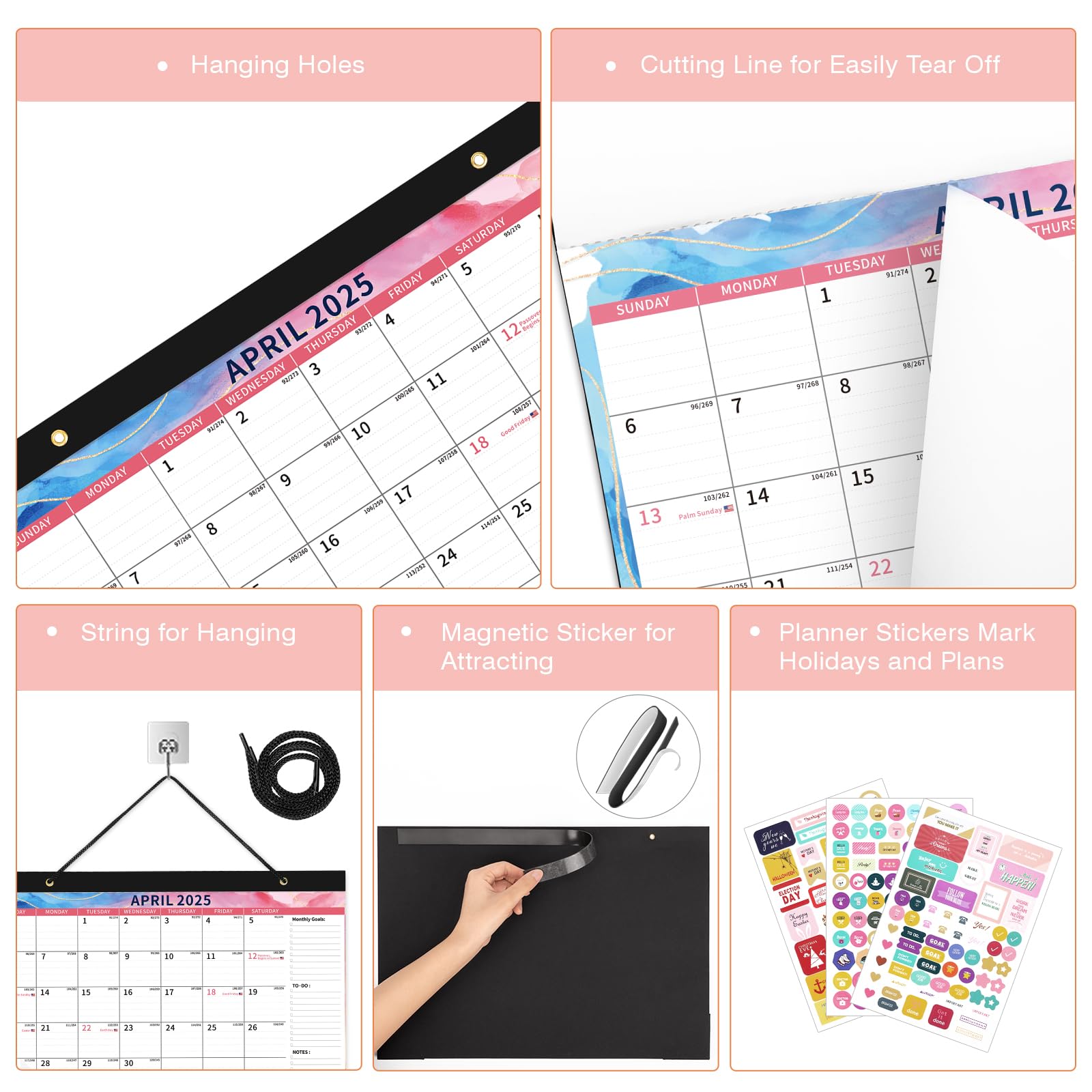 Ospelelf 2025-2026 Magnetic Wall Calendar Planner - 18 Month Large Desktop Organizer (Jan 2025-Jun 2026) with Plastic Cover & To-Do Pad - 17x12 Inch Multicolor for Office, Home, School & Gift Giving