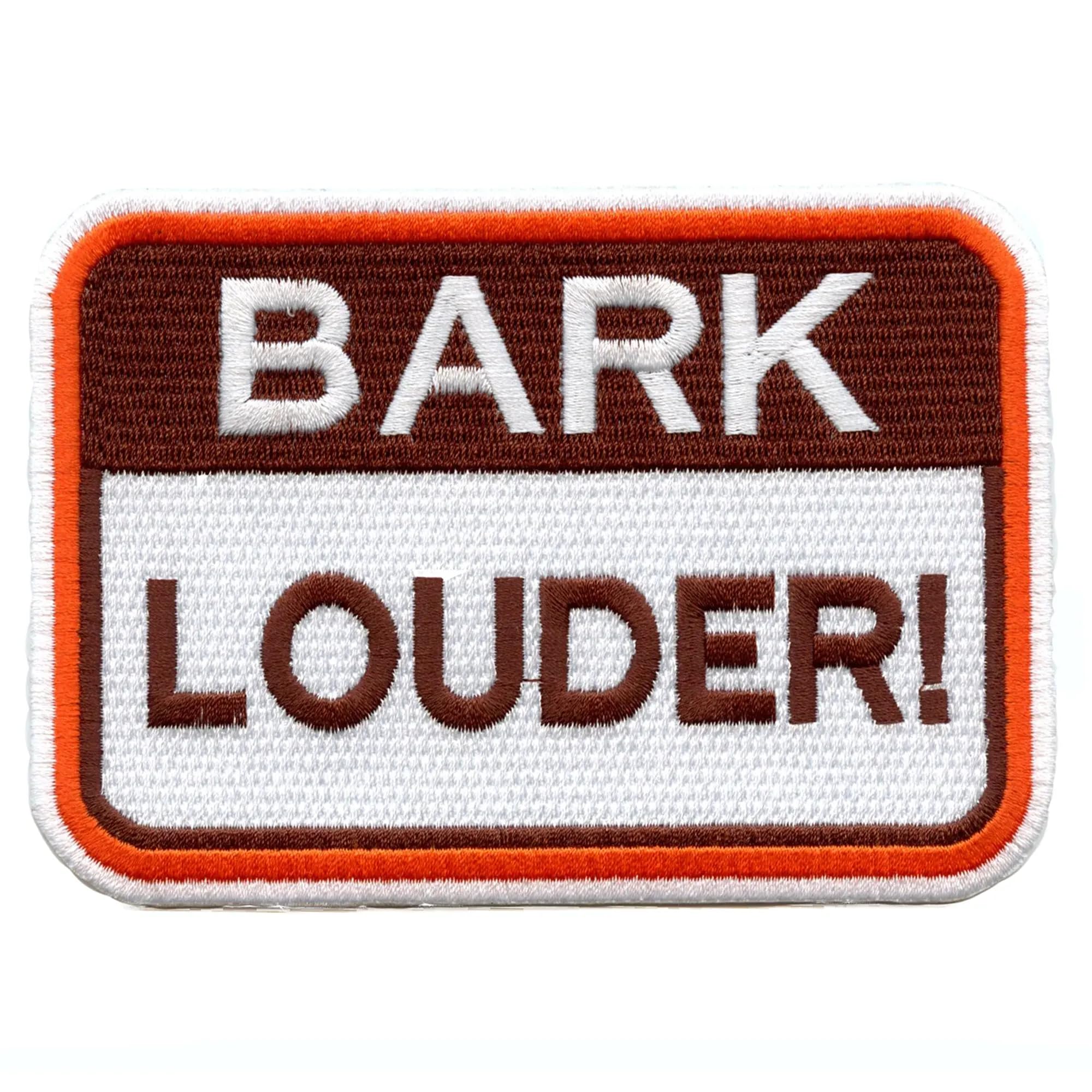 Cleveland Bark Louder Patch - Embroidered Iron-On Ohio Football Spirit Sign for Jackets, Hats & Bags | Show Team Pride at Games & Tailgates