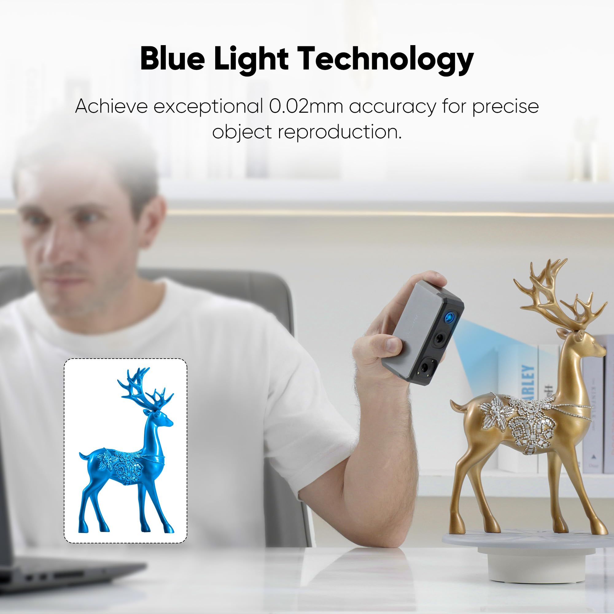Seal Lite Handheld 3D Scanner for 3D Printing - 0.02mm High Precision, 10FPS Fast Scanning with Anti-Shake Lens - Compatible with Windows & MacOS - Perfect for 3D Modeling, Reverse Engineering & Product Design