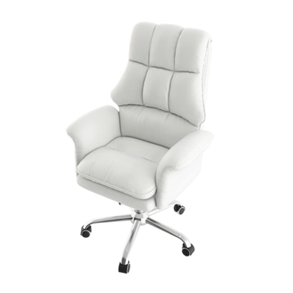 Ergonomic High Back Office Chair - Adjustable PU Leather Computer Desk Chair with Swivel & Tilt Function for Home & Executive Workspaces (Beige) | Perfect for Long Hours of Work, Gaming & Study