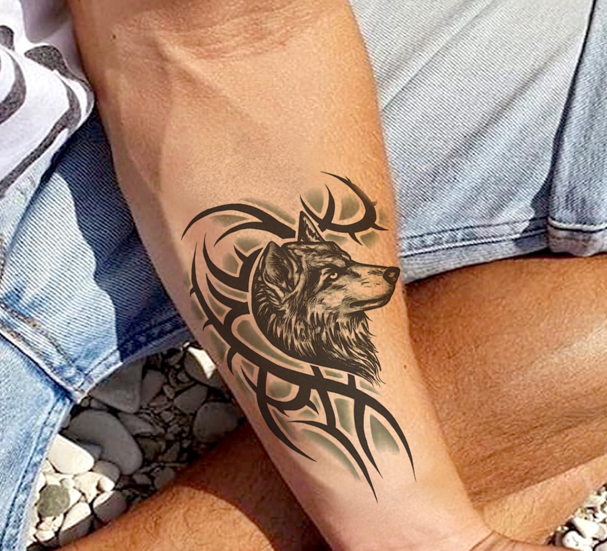 Waterproof Temporary Tattoo Stickers for Adults & Kids - 3D Realistic Flowers, Butterflies, Stars, Angels, Wolves & Armband Designs (21x15cm) | Perfect for Parties, Halloween Costumes & Fashion Accessories