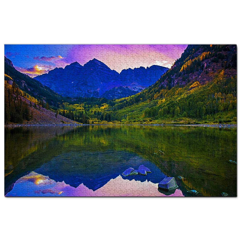 1000-Piece Aspen Maroon Bells Wooden Jigsaw Puzzle - USA Travel Souvenir & Home Decor for Puzzle Lovers, Perfect for Family Game Night and Relaxation