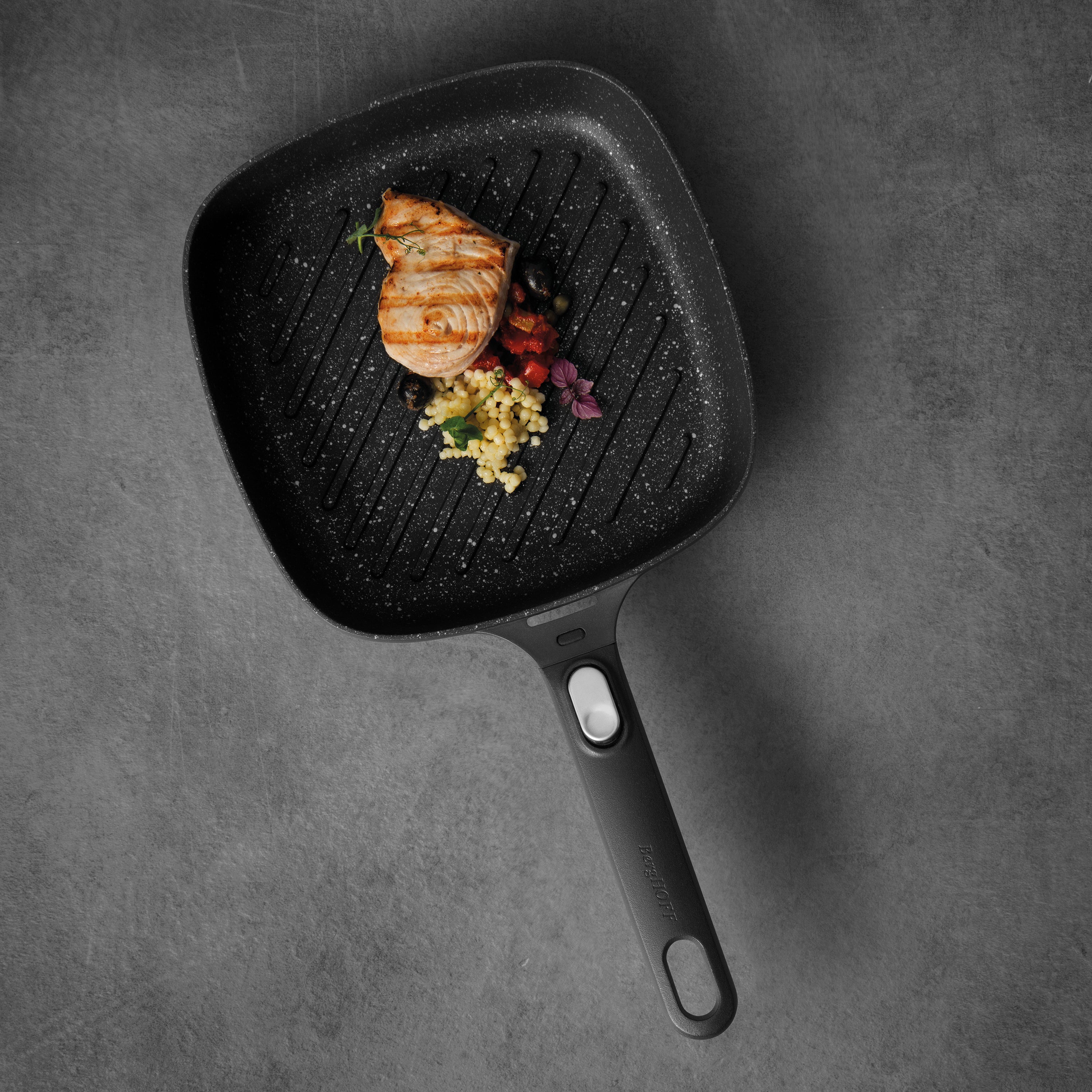 BergHOFF GEM 5-Piece Non-Stick Cast Aluminum Cookware Set - Grill Pan, Saute Pan & Stockpot for Home Kitchen, Camping & Outdoor Cooking