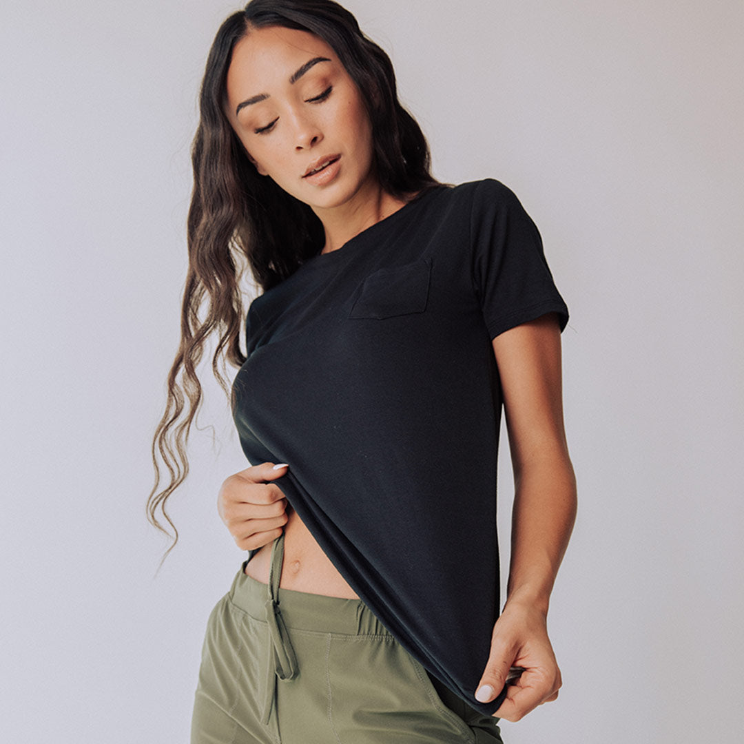 Soft & Breathable Bamboo Black Basic Tee for Men & Women | Eco-Friendly Comfort Fit T-Shirt | Perfect for Casual Wear, Yoga & Lounge