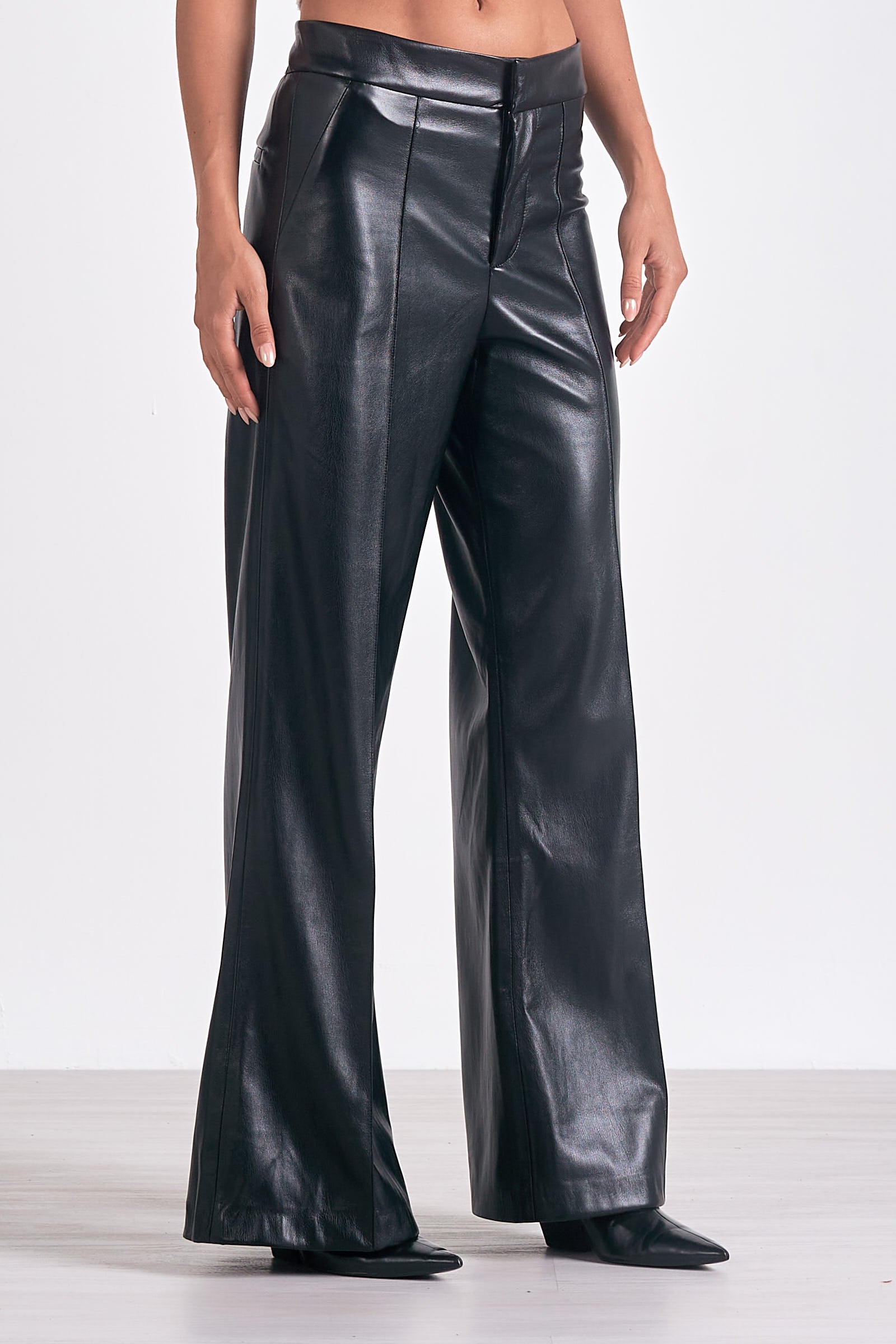 Stylish Black Faux Leather Pants for Women - High Waisted Vegan Leather Trousers - Trendy Casual & Night Out Bottoms (Perfect for Club, Party, and Everyday Wear)