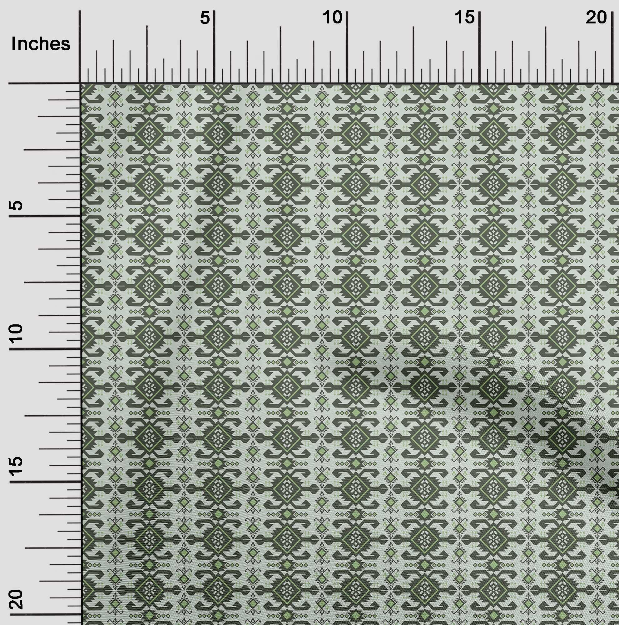oneOone Silk Tabby Green Asian Kilim Fabric by The Yard - 42 Inch Wide Printed DIY Sewing Material for Clothing, Home Decor & Crafts | Perfect for Dresses, Curtains & Upholstery