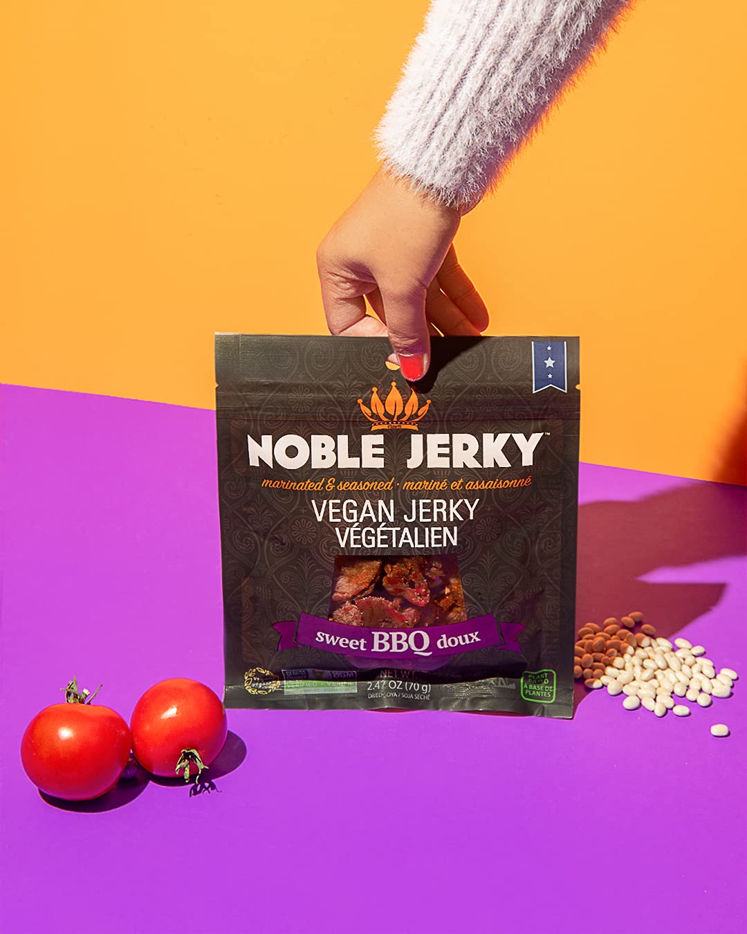 Noble Jerky - Healthy Vegan Vegetarian Snacks (BBQ, Original, Teriyaki, Chipotle) - 4 Pack (70g Each) | Plant-Based Protein Snack for Hiking, Travel & On-the-Go