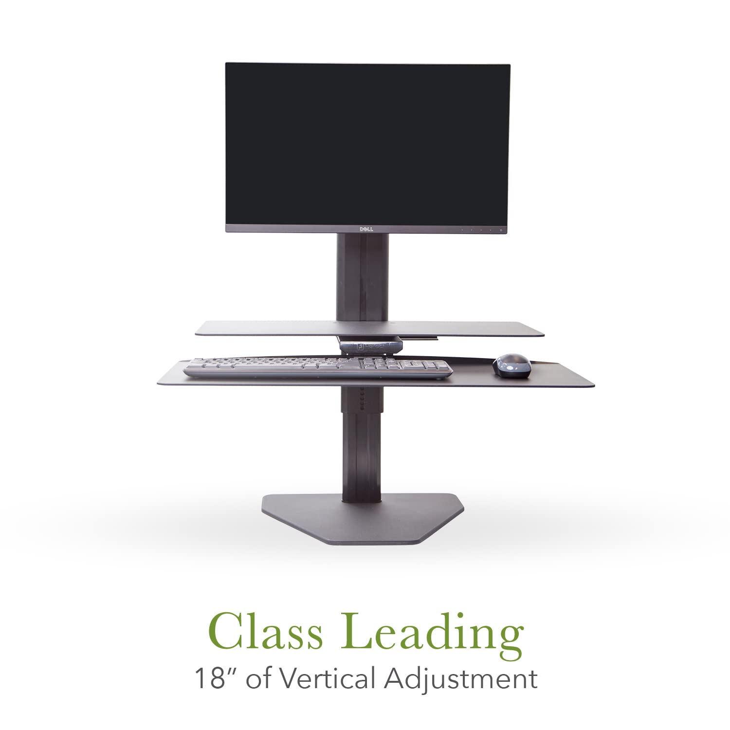 Sit2Stand Plus Adjustable Height Standing Desk Converter for Single Monitor - Black/Black (Large Size) - Perfect for Home Office, Workstation & Ergonomic Workspace Setup