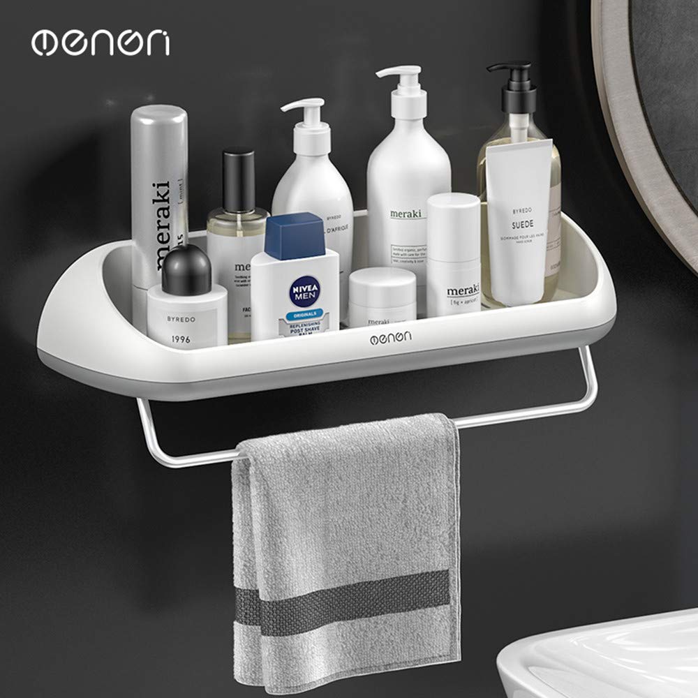 Plastic Bathroom Shelves Wall-Mounted Storage Rack for Towels, Toiletries & Essentials - Space-Saving Organizer for Bathroom, Washroom & Toilet (Black) - Perfect for Small Bathrooms & Apartment Living