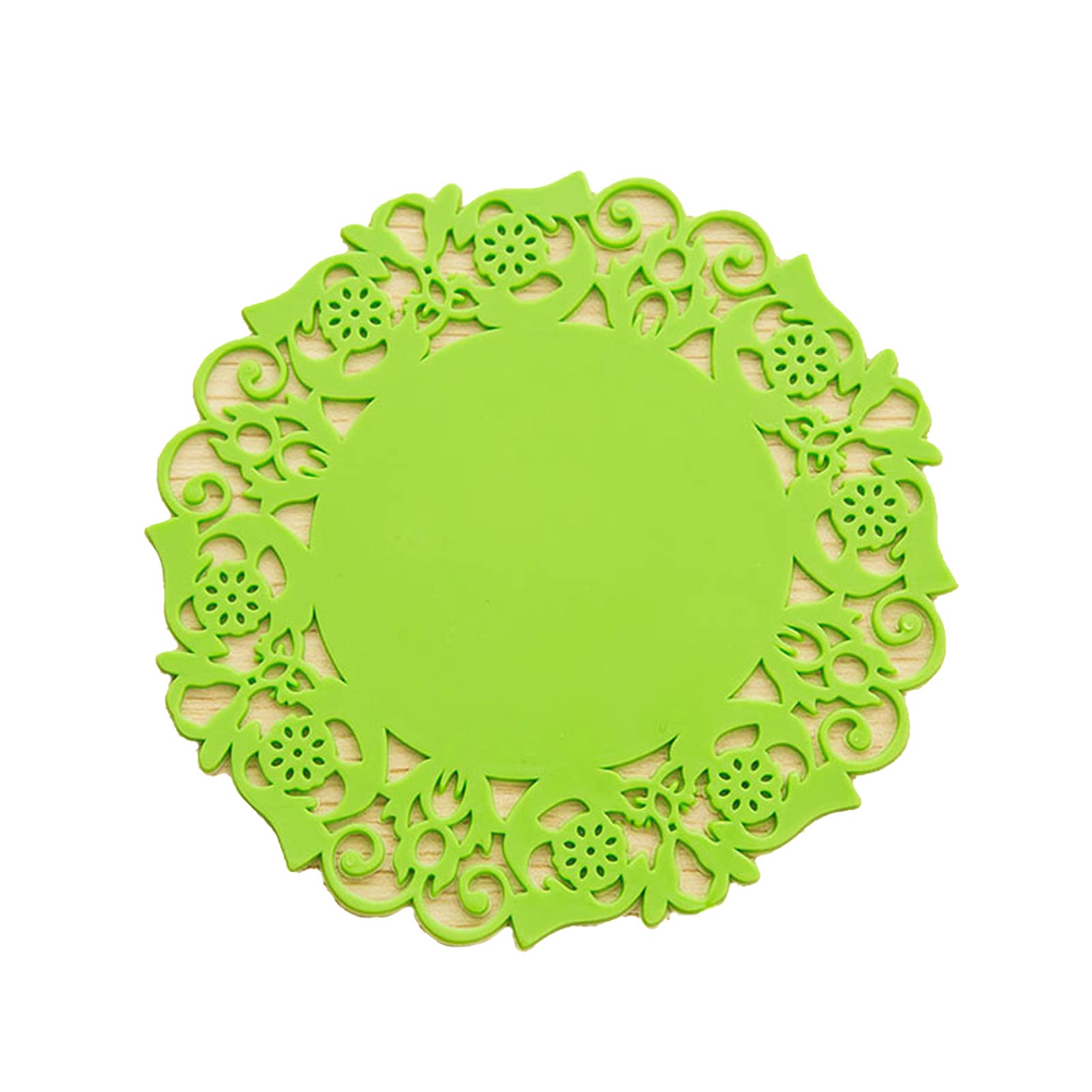 5Pcs Eco-Friendly Heat Resistant Silicone Placemats & Coasters Set - Non-Slip Cup Mats for Kitchen, Dining Table, Office & Outdoor Use - Green
