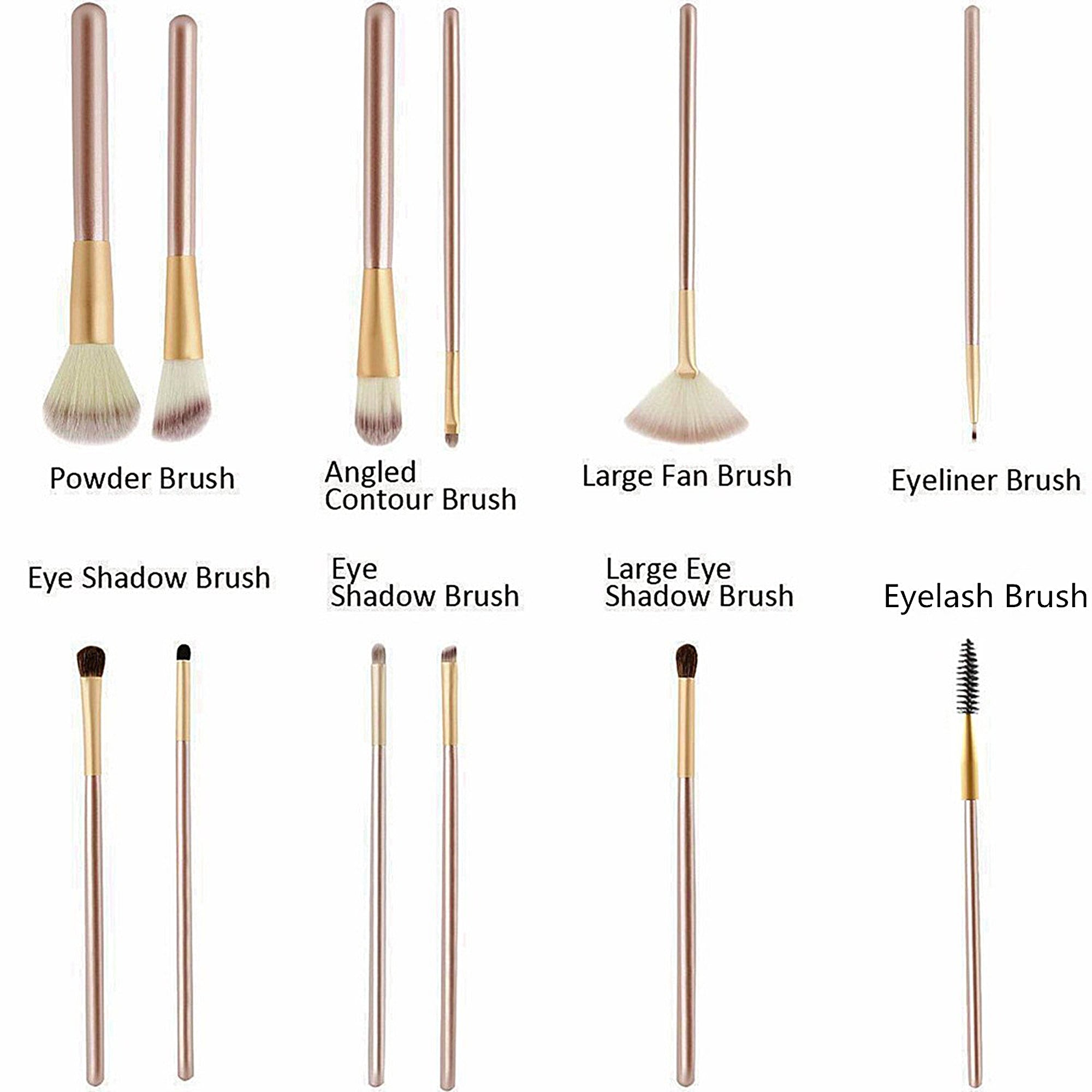 IGIA 12-Piece Professional Makeup Brush Set - Multi-Function Cosmetic Brushes with Travel Pouch | Perfect for Foundation, Blending, Contouring & Eye Makeup | Ideal for Home Use & Professional Makeup Artists