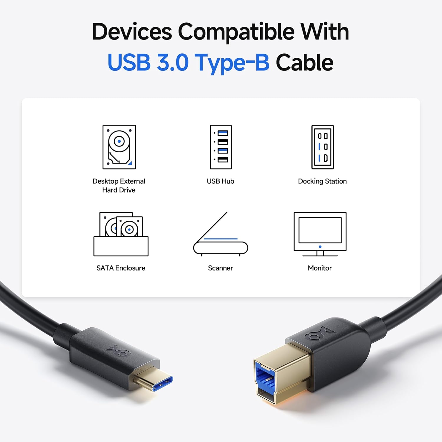 Cable Matters USB C to USB B 3.0 Cable - 1m High-Speed Data Sync & Charging Cord for Printers, Scanners, Audio Interfaces & More