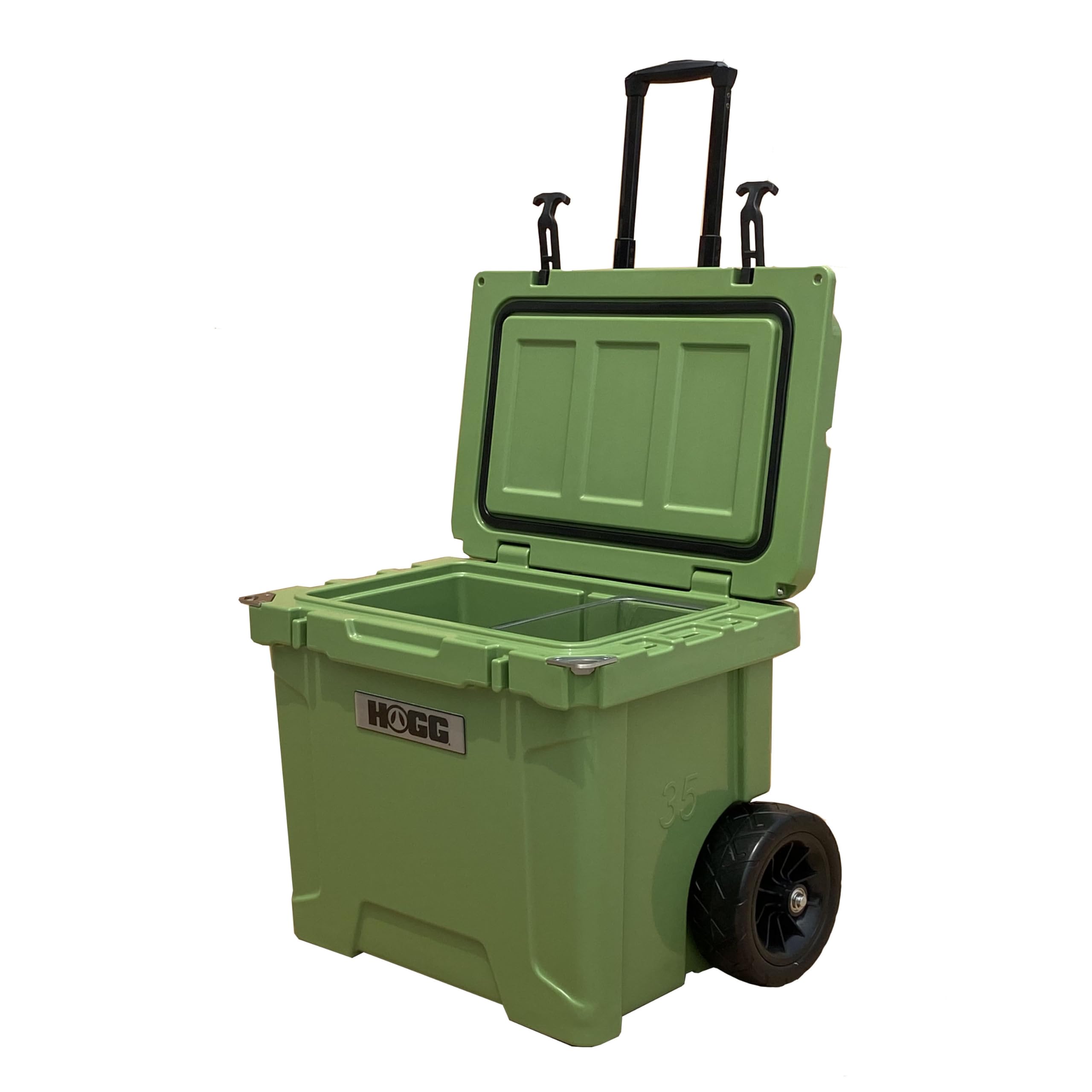 Hogg Insulated Wheeled Cooler with Bottle Opener & Fish Ruler - 20QT to 110QT Heavy Duty Ice Chest for Camping, Fishing, Boating, Tailgating & Outdoor Parties - Perfect for Beach Picnics, Road Trips & Backyard BBQs