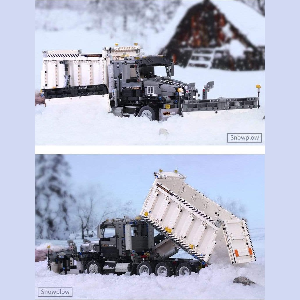 Mould King 13166 MOC 29800 Snowplow Truck - MACK Granite Building Blocks Set for Adults & Kids - Winter Construction Vehicle Model Kit for Snow Removal Play & Display