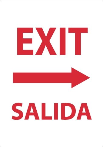 NMC M698PC Bilingual Exit Right Arrow Sign - Pack of 15 | OSHA Compliant Safety Signs for Workplace, Warehouse & Public Areas