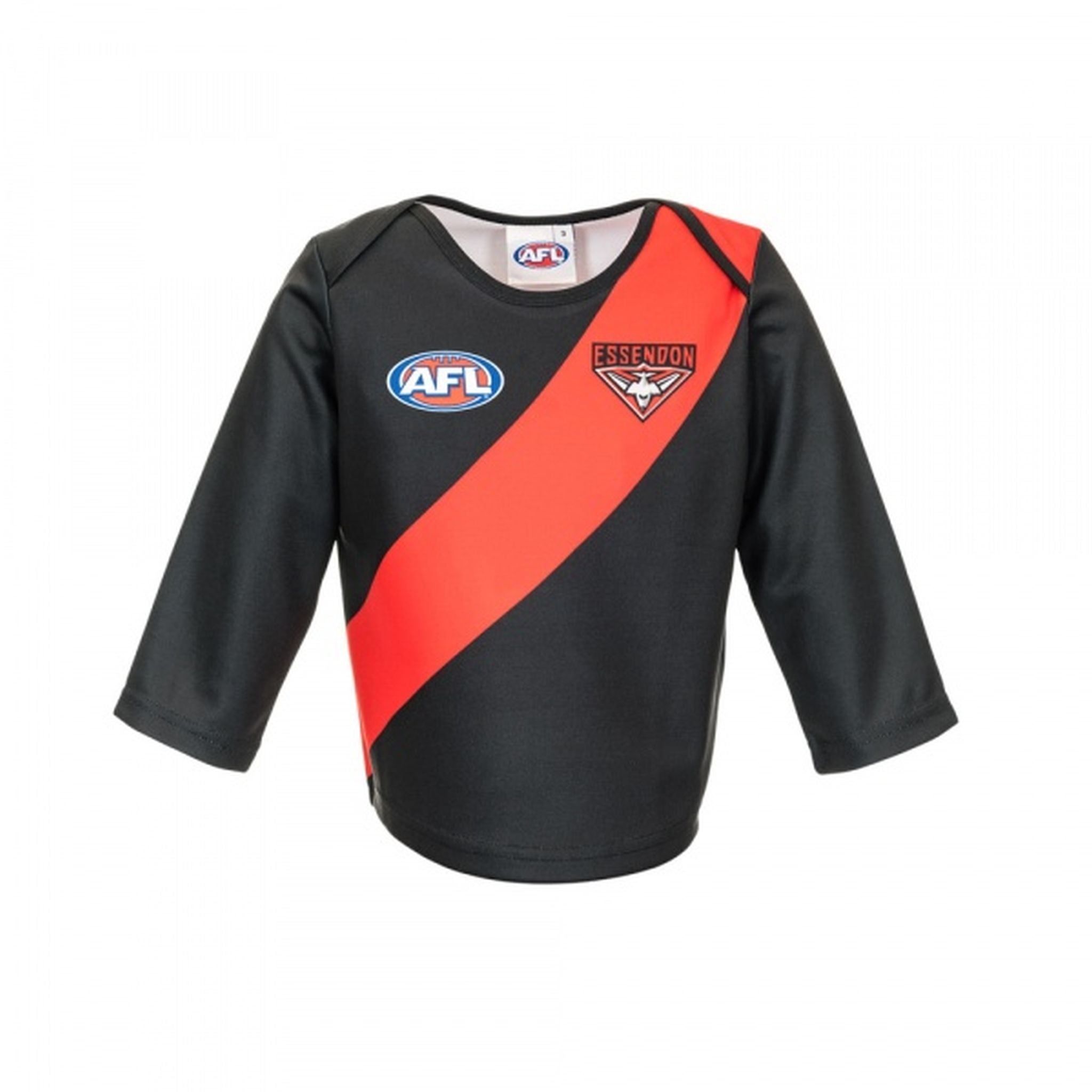 Burley Sekem Essendon Bombers AFL Infant Long Sleeve Replica Jersey - Size 2 - Official Team Apparel for Baby Boys - Perfect for Game Day, Family Photos & Fan Events