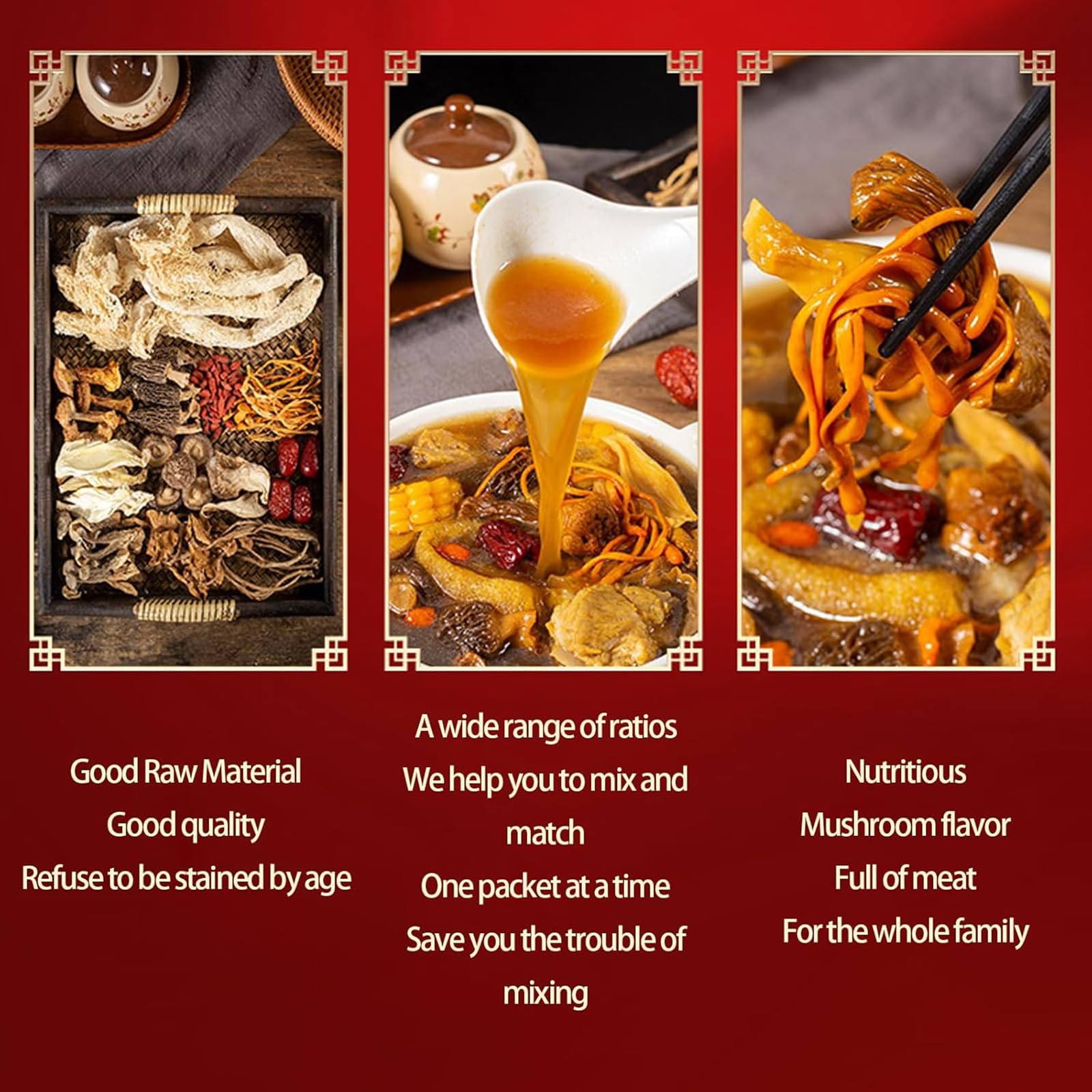 Premium 11-Type Mushroom Soup Mix - Dried Abalone & Nutritious Mushrooms, Yunnan Soup Ingredients, Qicaijungutang Mushroom Soup Packets (2 Bags) - Perfect for Healthy Cooking, Hot Pot & Asian Cuisine