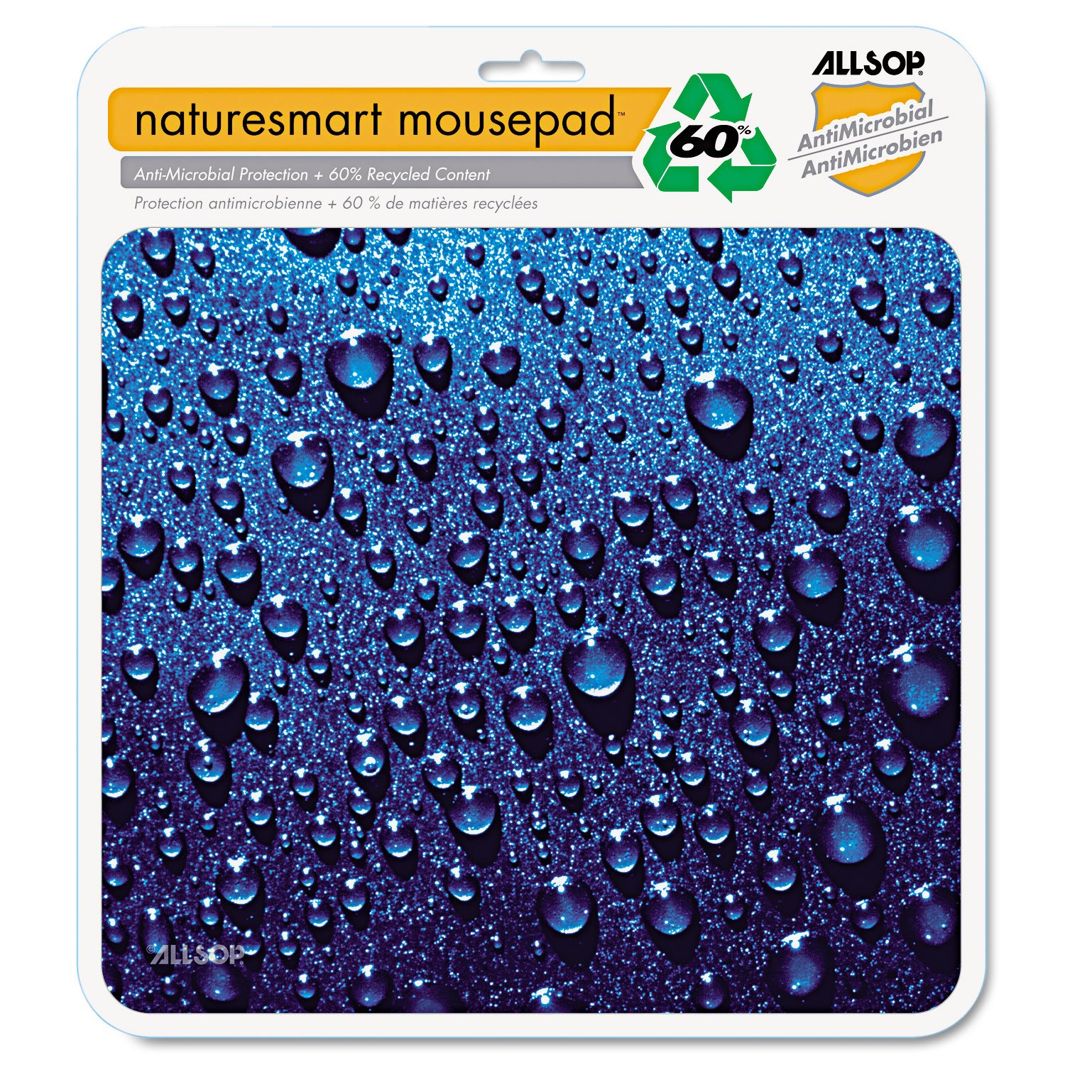 Allsop Raindrop Blue Mouse Pad (30182) 8.5 x 8 Inches - Ergonomic Non-Slip Gaming & Office Desk Mat for Computers, Laptops & Workstations