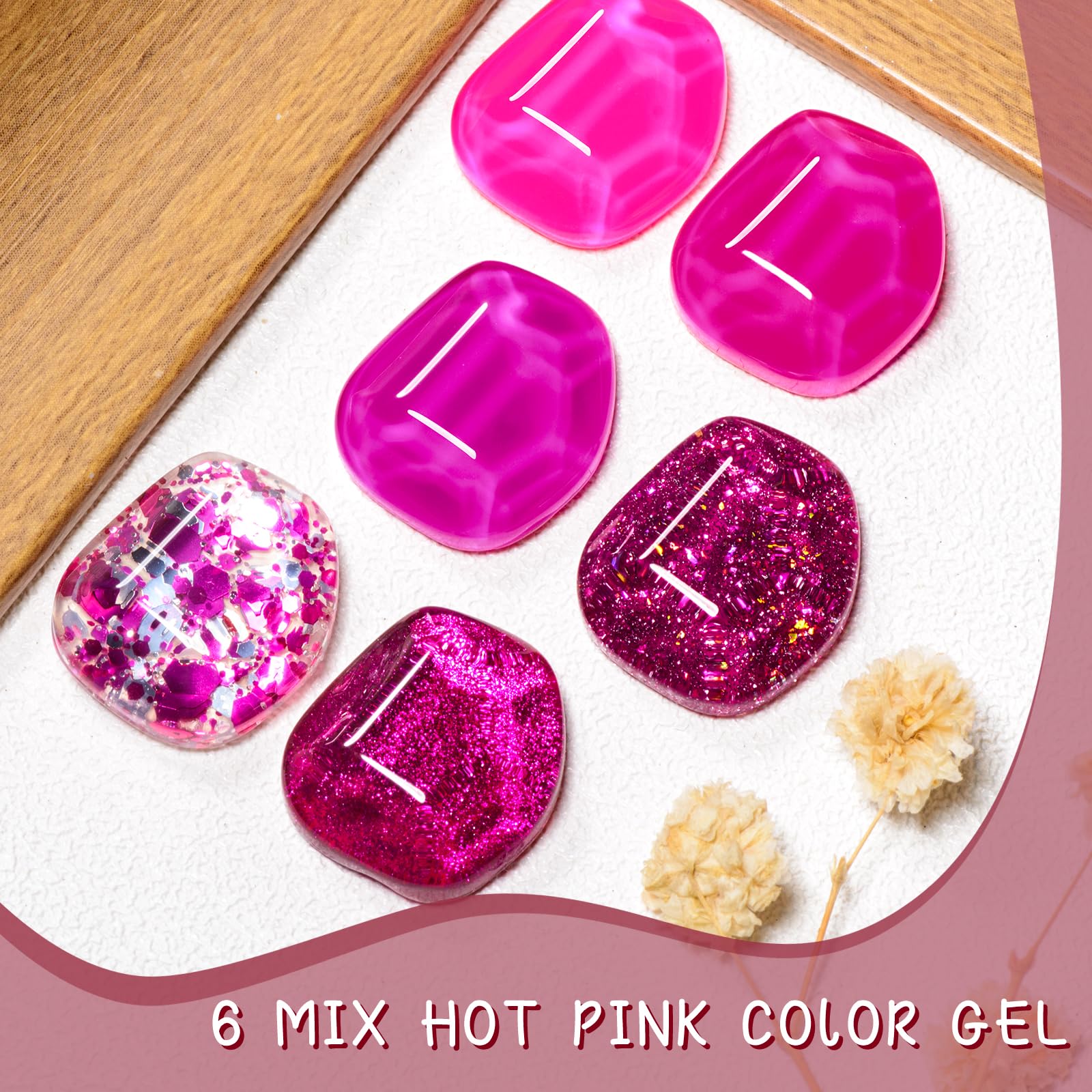 MTSSII Hot Pink & Cat Eye Gel Nail Polish Set - Spring Summer Nail Colors with Reflective Glitter (Pink, Red, Purple) for DIY Nail Art at Home | Perfect for Parties, Weddings & Salon-Quality Manicures