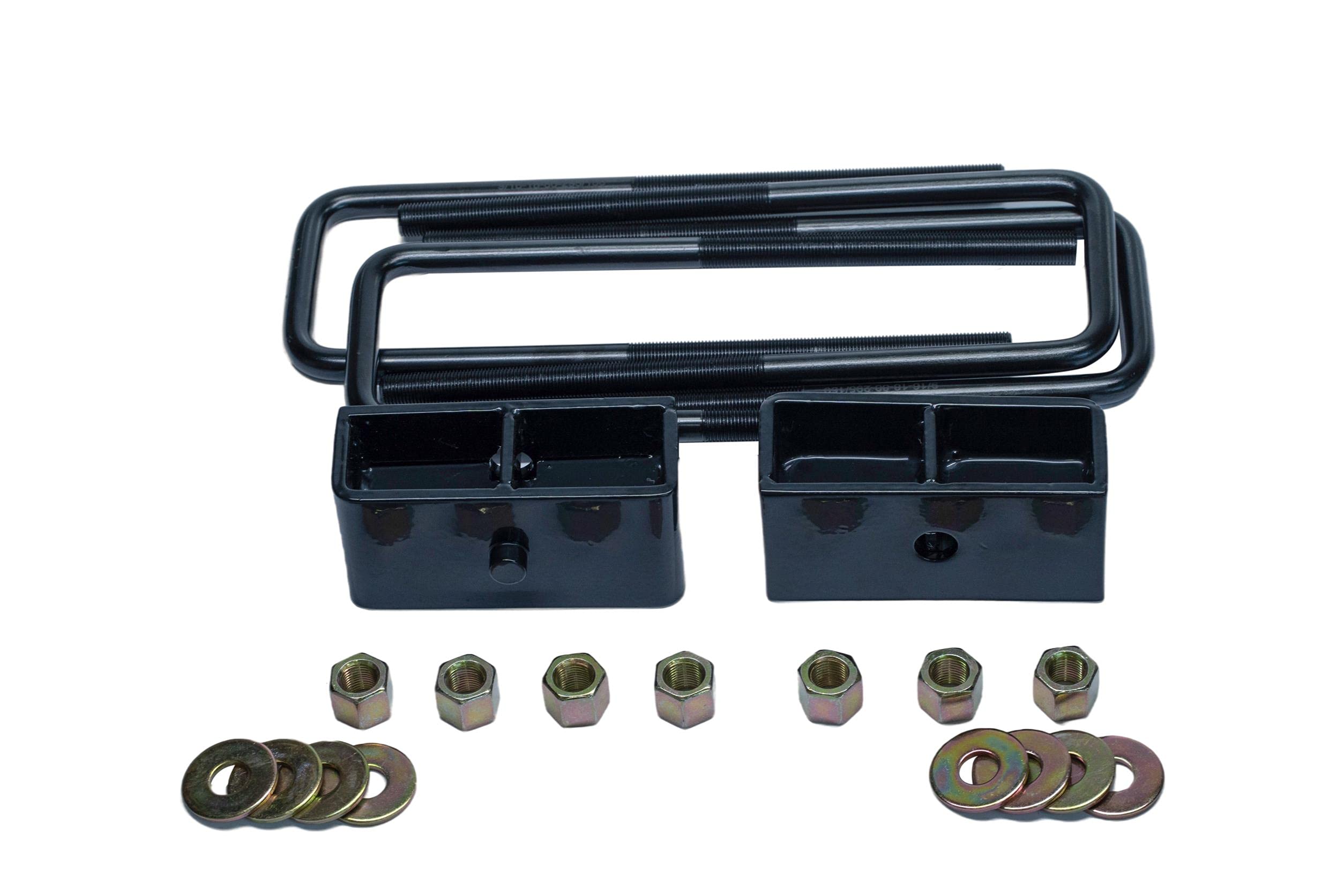PreeminentMotors 1 Inch Rear Leveling Lift Kit Blocks with Long U-Bolts - Compatible with 2007-2021 Chevy Silverado, GMC Sierra 1500 2WD/4WD - Perfect for Off-Roading, Truck Leveling & Enhanced Suspension Performance