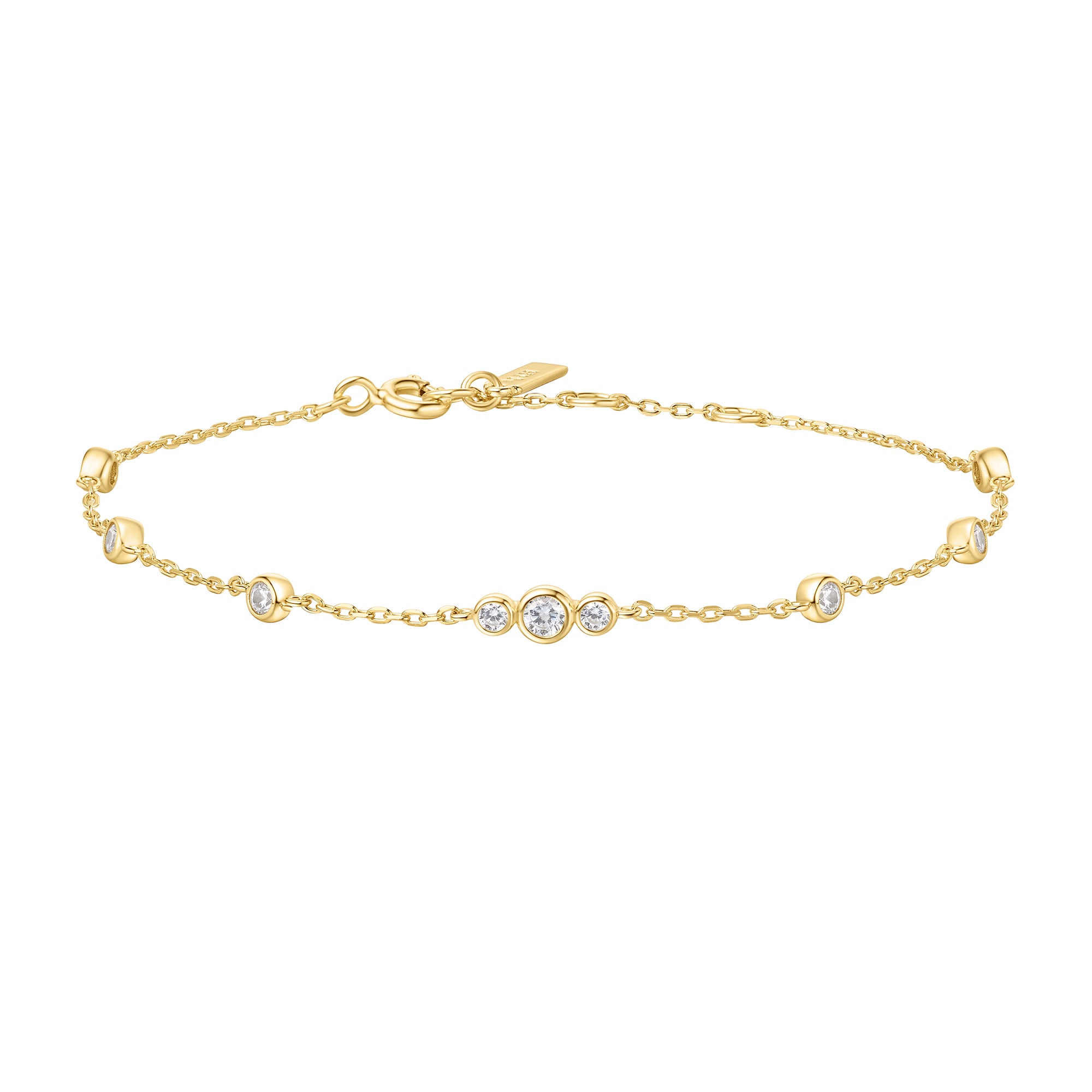 Elegant Gold Sparkling Bezel Cubic Zirconia Station Bracelet for Women - Perfect for Weddings, Parties & Special Occasions