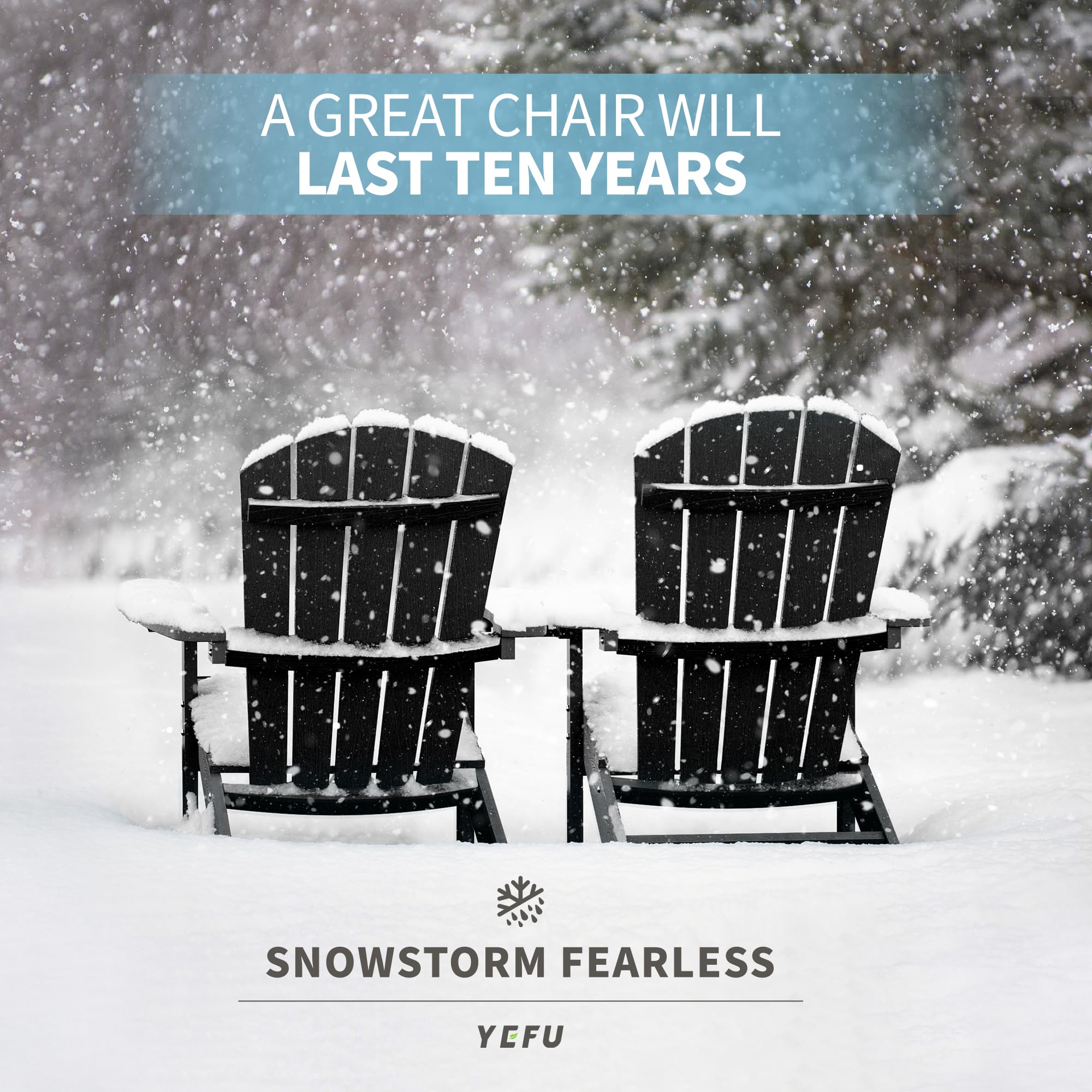 **YEFU 2-Piece Adirondack Chair Set - Durable HIPS Plastic Outdoor Chairs with Wood Grain Texture - Perfect for Patio, Lawn, Fire Pit, Deck, Porch & Garden (Black) - Ideal for Relaxing, Lounging & Entertaining Outdoors**