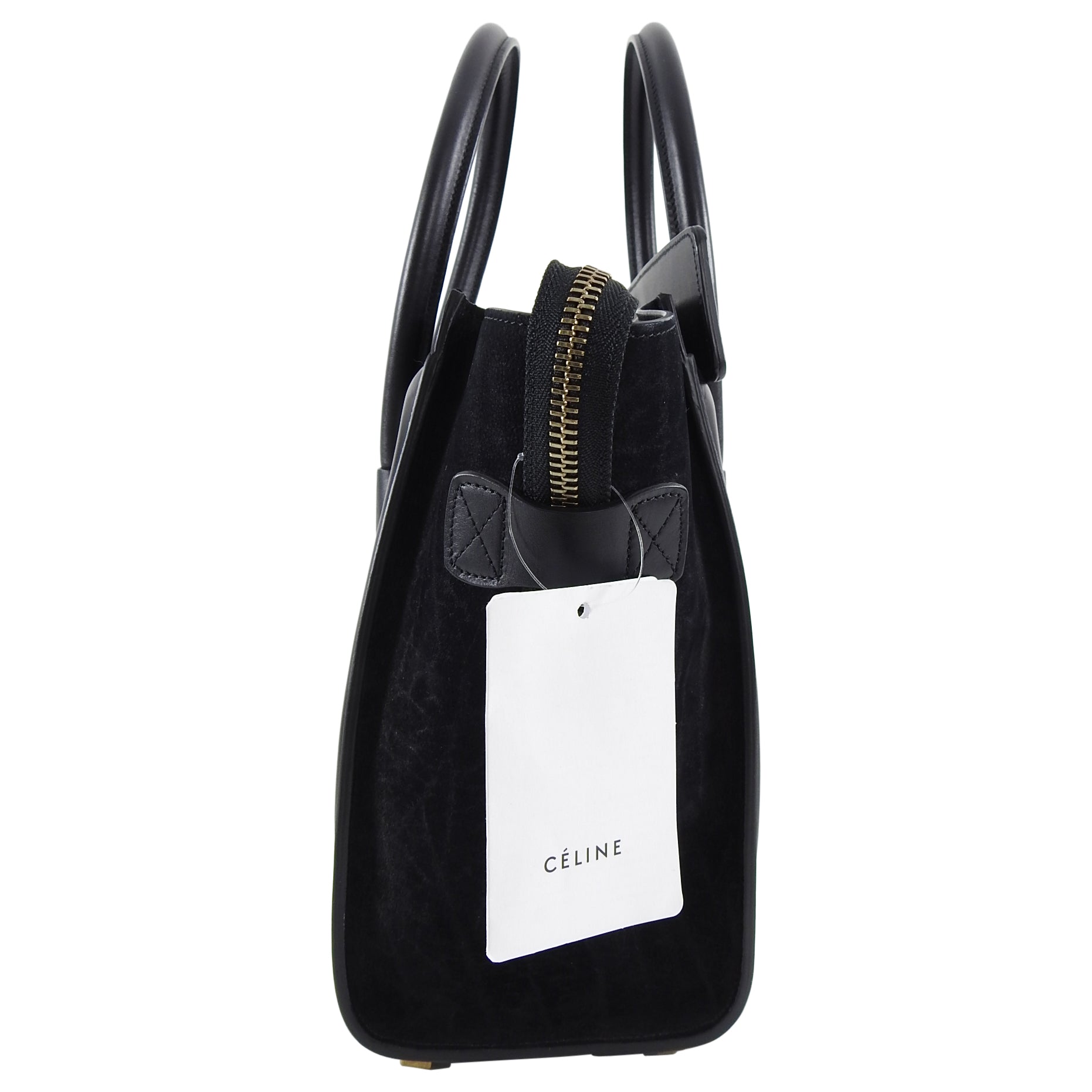 Celine Bicolor Micro Luggage Tote Bag - Premium Leather Handbag for Women | Fashion Shoulder Bag & Work Tote | Perfect for Office, Travel & Everyday Use