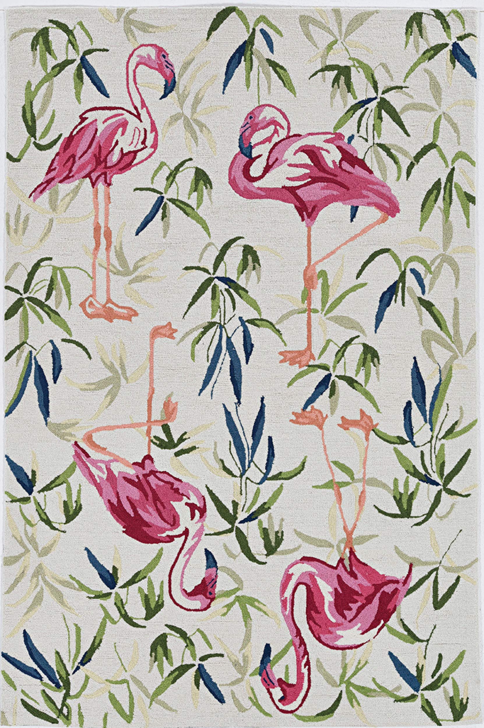 HomeRoots 5' X 7' Ivory or Pink Flamingo Indoor Area Rug - Soft Non-Slip Living Room Carpet for Bedroom, Nursery & Dorm Decor