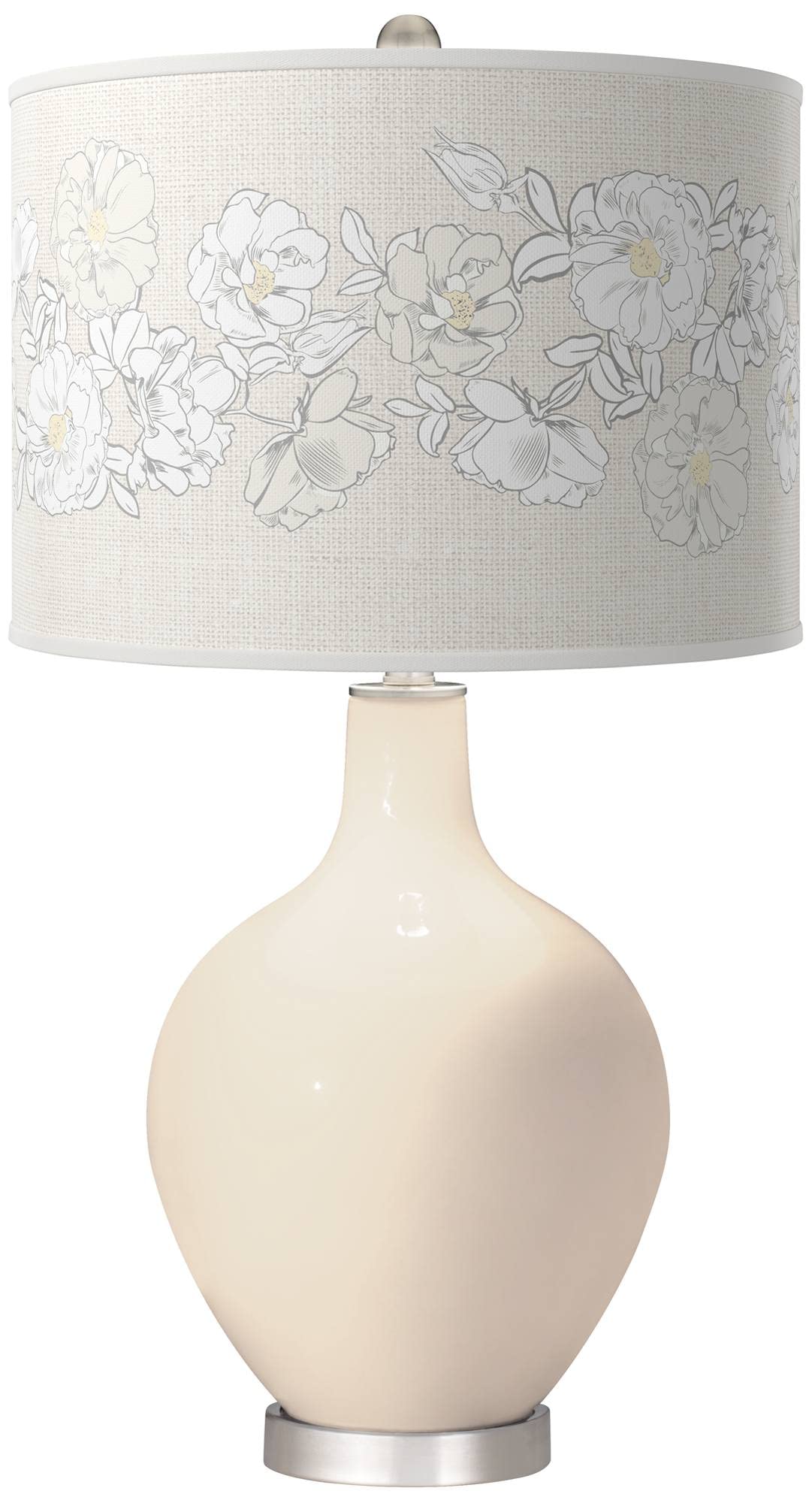 Color + Plus Steamed Milk Rose Bouquet OVO Table Lamp - Romantic Bedside Night Light for Bedroom, Living Room & Nursery Decor