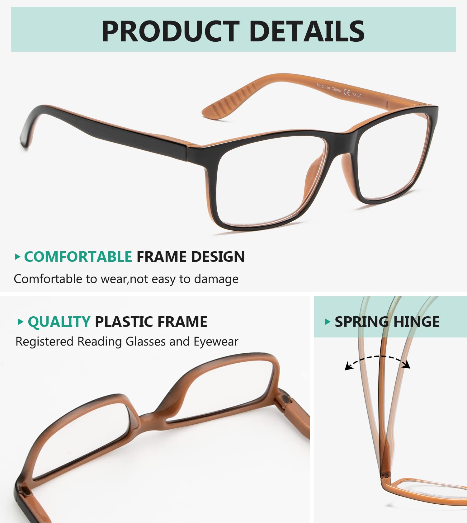 Eyekepper Photochromic Transition Reading Glasses for Women & Men - Light Brown +0.50 Strength - Indoor/Outdoor Use for Reading, Driving & Computer Work