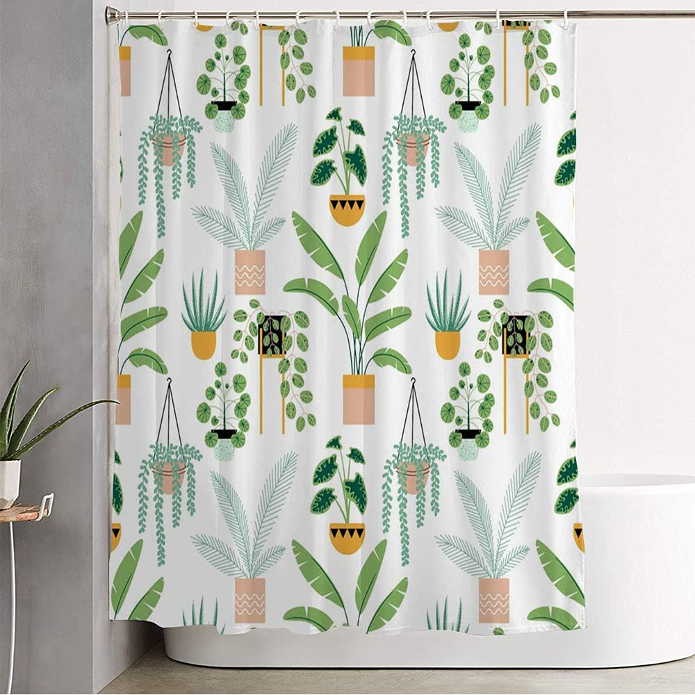 Waterproof Bathroom Shower Curtain 72x78 Inches - Desert Green House Exotic Botanical Flora with Cacti & Flower Plants Design for Modern Bathroom Decor | Perfect for Home, Apartment & Vacation Rental