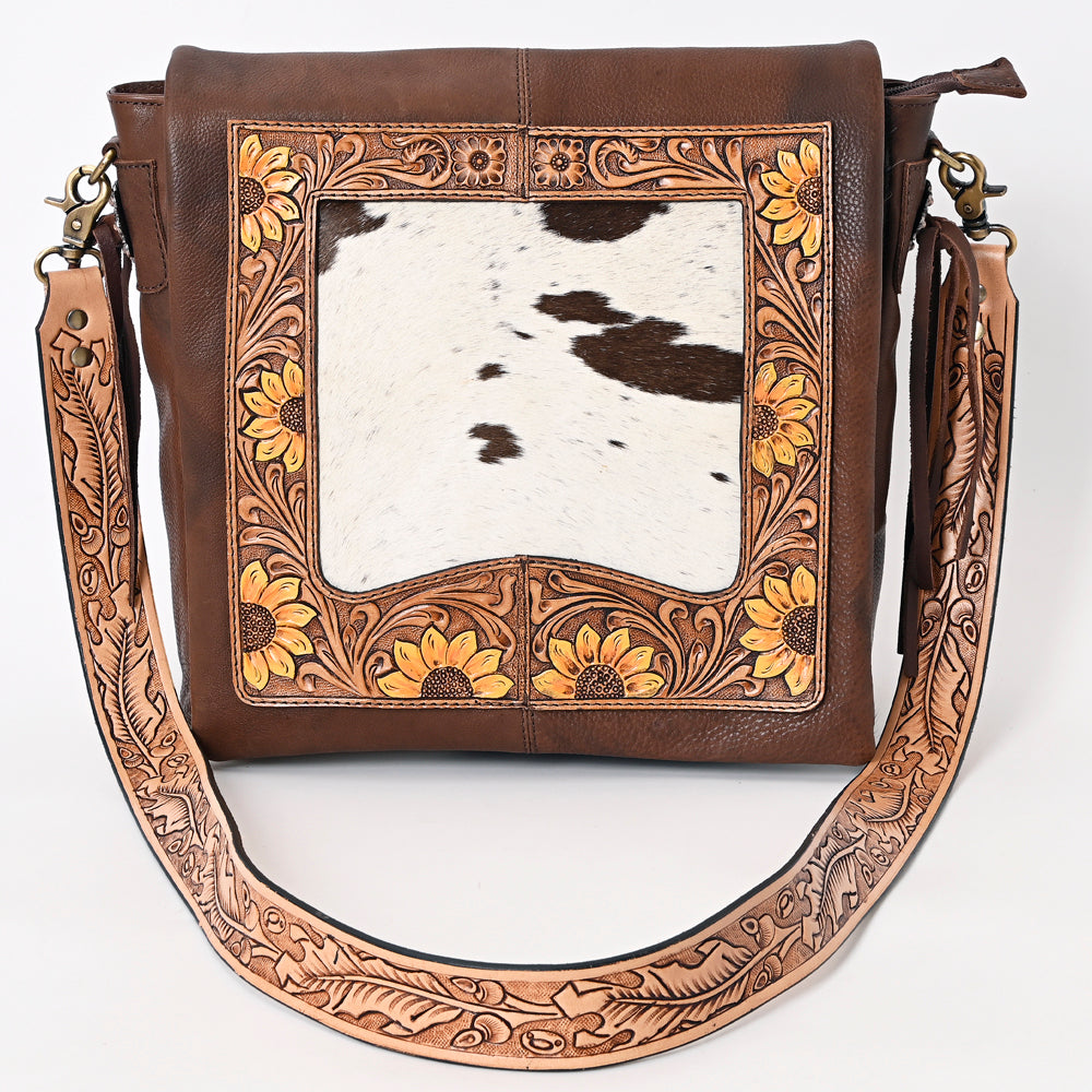 ADBGA337 American Darling Genuine Leather Women's Western Handbag - Hand Tooled Hair-On Cowhide Purse for Casual Outings & Country Events