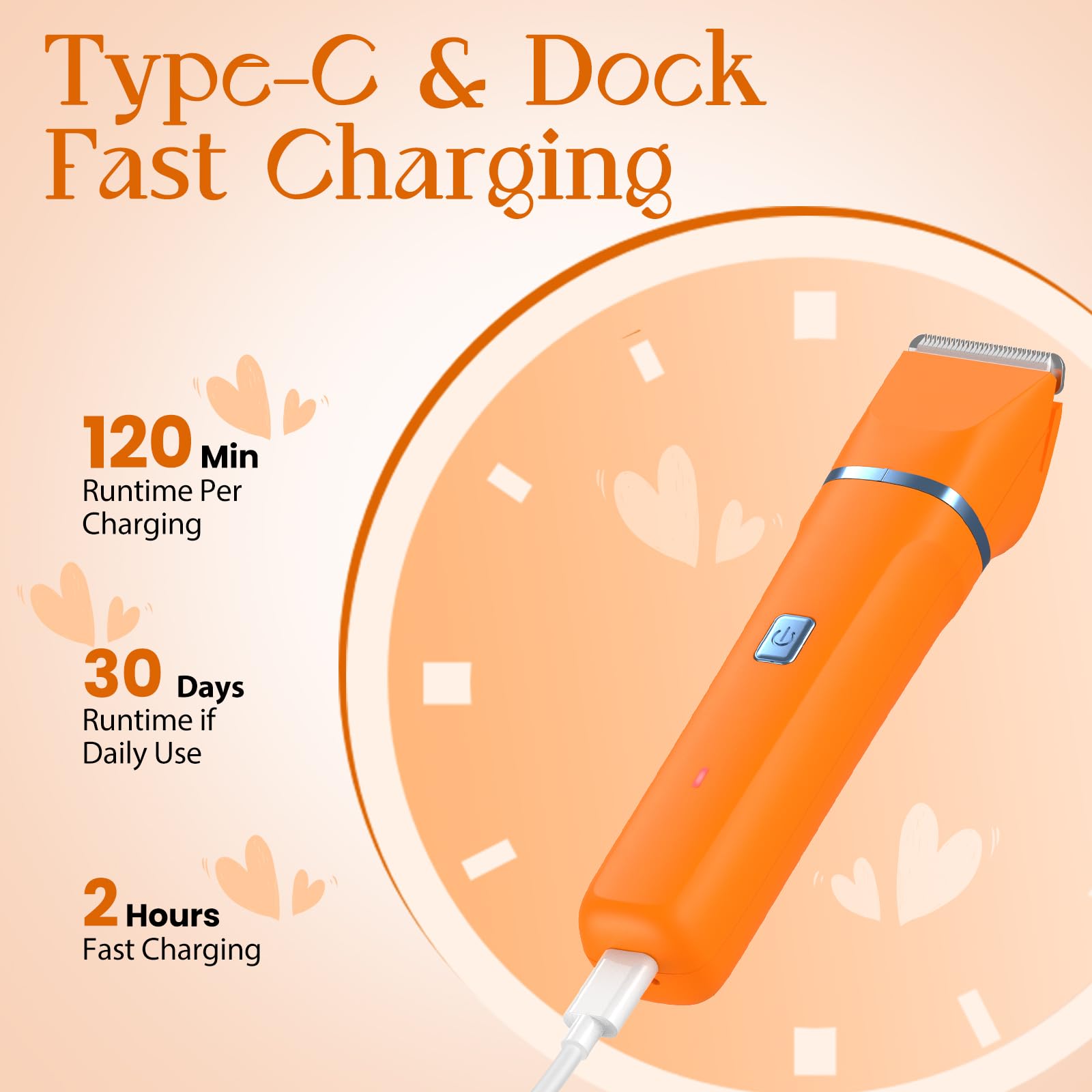 Orange Bikini Trimmer with Replacement Blade - Painless Hair Removal for Women, Smooth Skin for Bikini, Underarms & Body - Perfect for Travel & Home Use