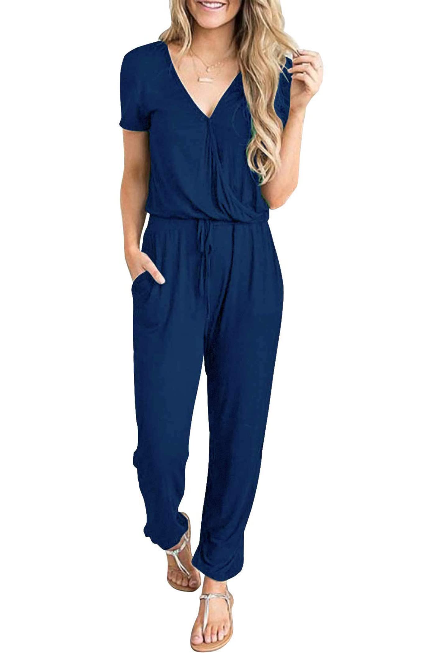 PRETTYGARDEN Women's Jumpsuits - 2025 Spring Summer Casual Short Sleeve Romper for Travel, Vacation & Airport Outfits | Stylish Dressy Outfit for Beach, Party & Everyday Wear