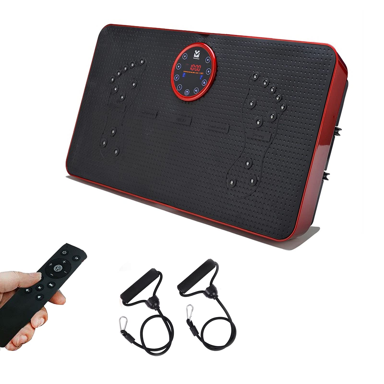 DSVF Vibration Plate Exercise Machine - Whole Body Workout & Massage Platform with Resistance Bands & Remote, 99 Speed Levels, Supports 441LBS (200KG), Red - Perfect for Home Gym, Weight Loss & Muscle Recovery