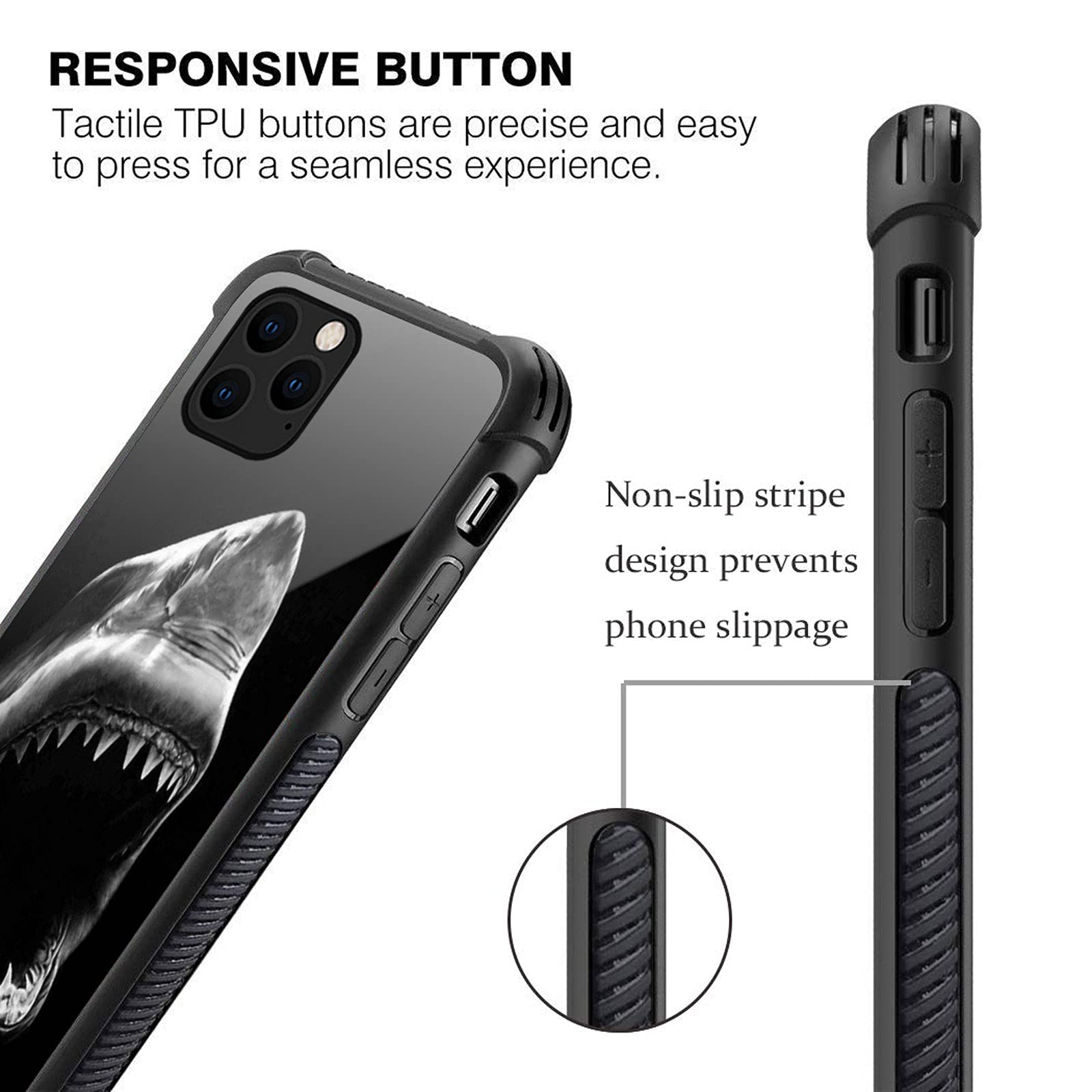 Shockproof iPhone 12 Mini Case for Girls - Ocean Shark Mouth Graphic Design, Anti-Scratch Hard PC Back Cover | Perfect for School, Travel & Everyday Protection