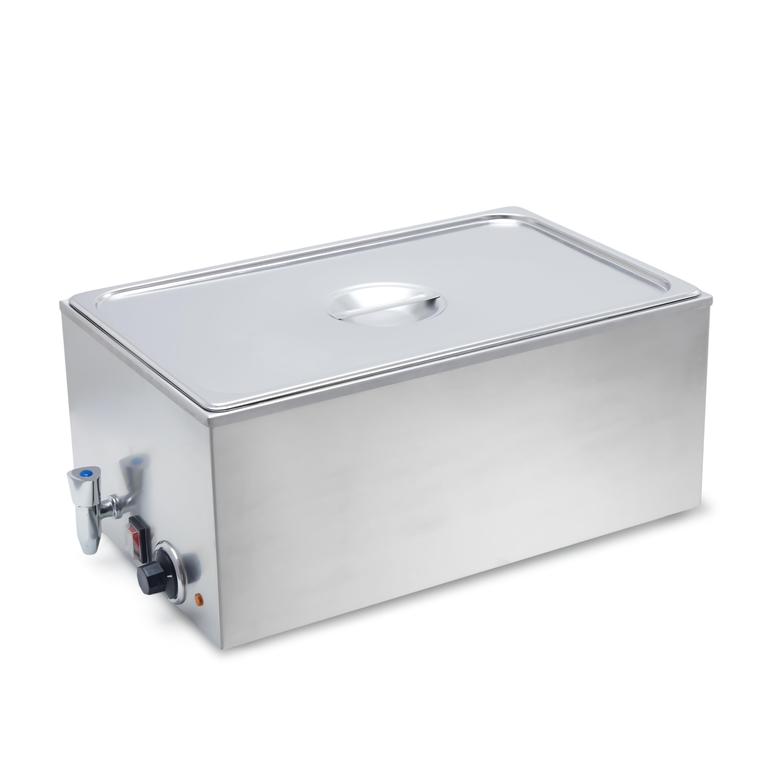 Commercial Grade Stainless Steel Bain Marie Buffet Food Warmer - 1 Section with Tap for Catering, Restaurants & Buffets | Keep Food Hot for Events, Parties & Banquets